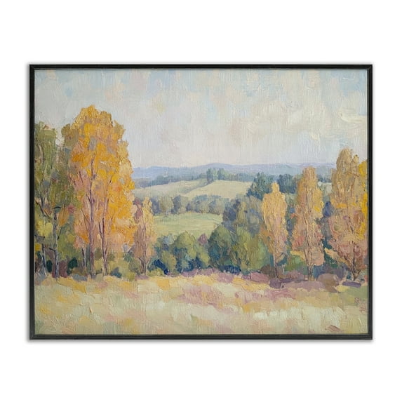 Stupell Industries Countryside in Autumn Landscape & Nature Painting Black Framed Art Print Wall Art, 14 x 11