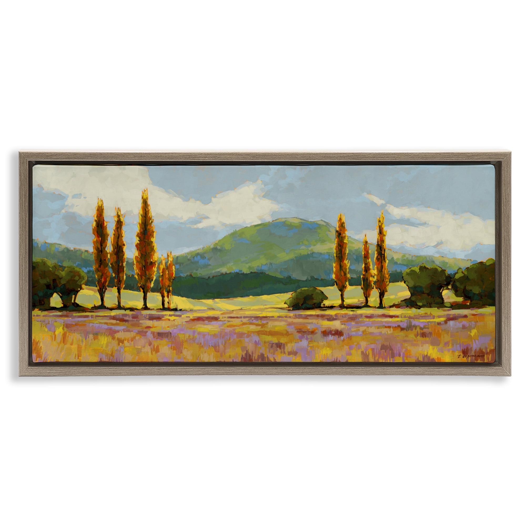 Stupell Industries Countryside with Dabbled Pastels Brown Framed Floater Canvas Wall Art, design by Trevor Copenhaver