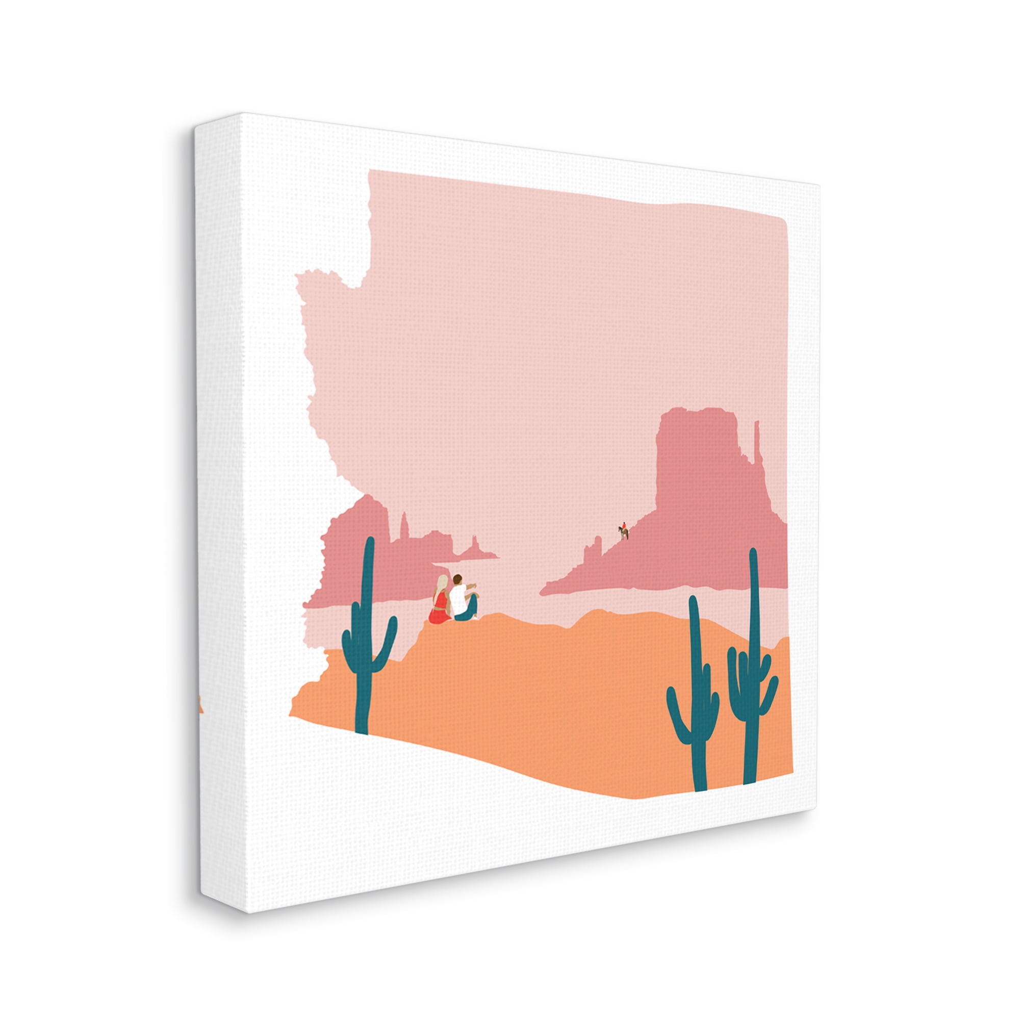 Stupell Industries Couple At Western Canyon Arizona State Outline Canvas Wall Art, 30 x 30, Design by Victoria Kukla