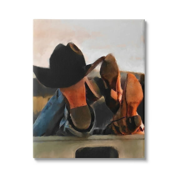 Stupell Industries Couple Resting Cowboy Boots Abstract Painting Gallery Wrapped Canvas Art Print Wall Art, 16 x 20
