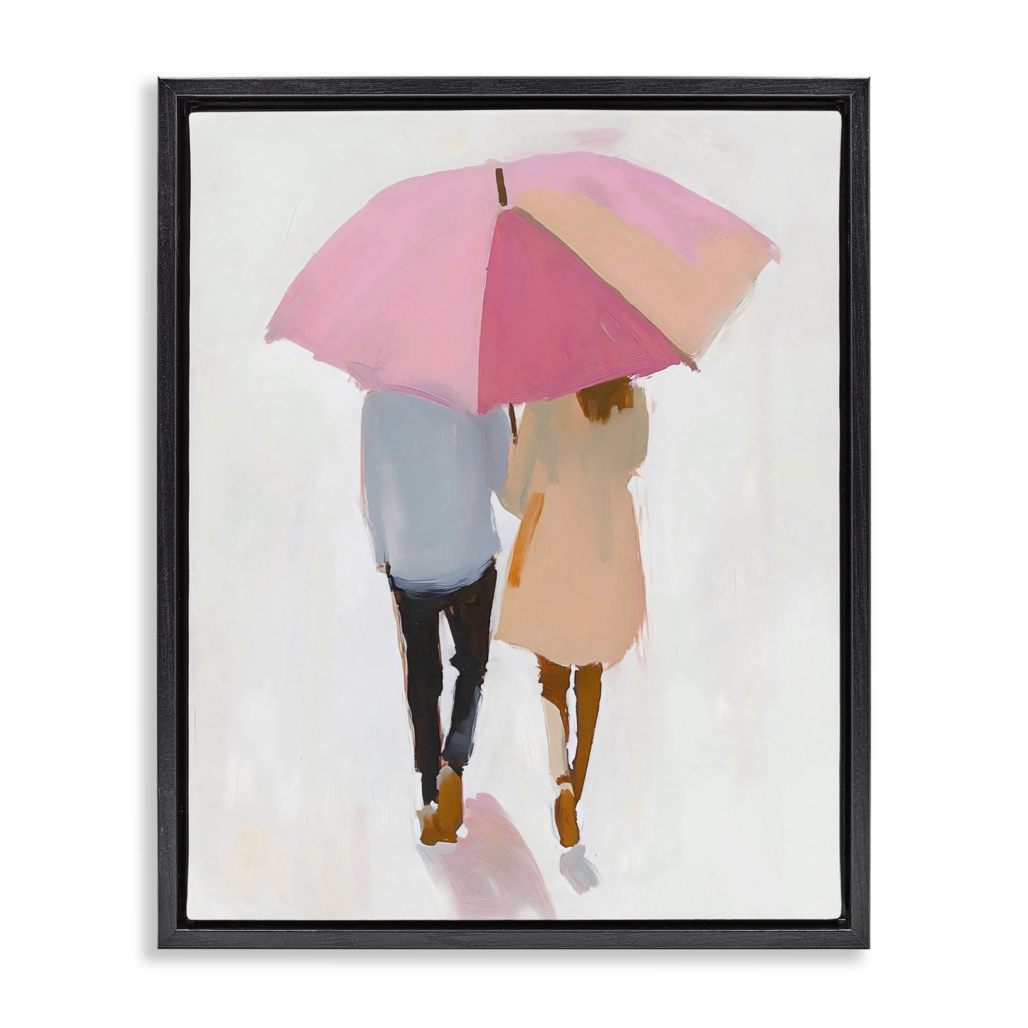 Stupell Industries Couple Stroll Under Umbrella Black Framed Floater Canvas Wall Art, design by The Prints Vibe