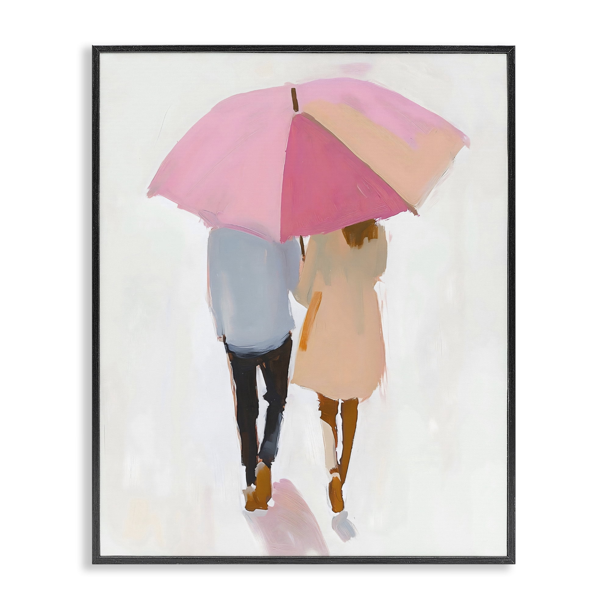 Stupell Industries Couple Stroll Under Umbrella Black Framed Giclee Art, design by The Prints Vibe