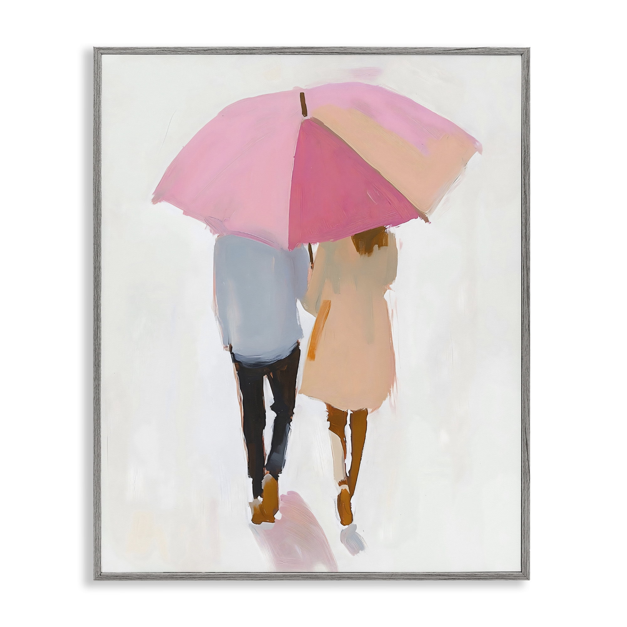 Stupell Industries Couple Stroll Under Umbrella Gray Framed Giclee Art, design by The Prints Vibe