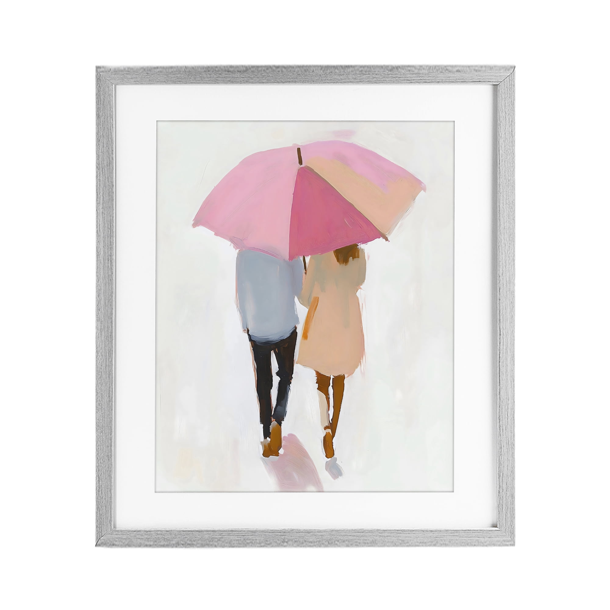 Stupell Industries Couple Stroll Under Umbrella Gray Framed Print Under Glass, design by The Prints Vibe