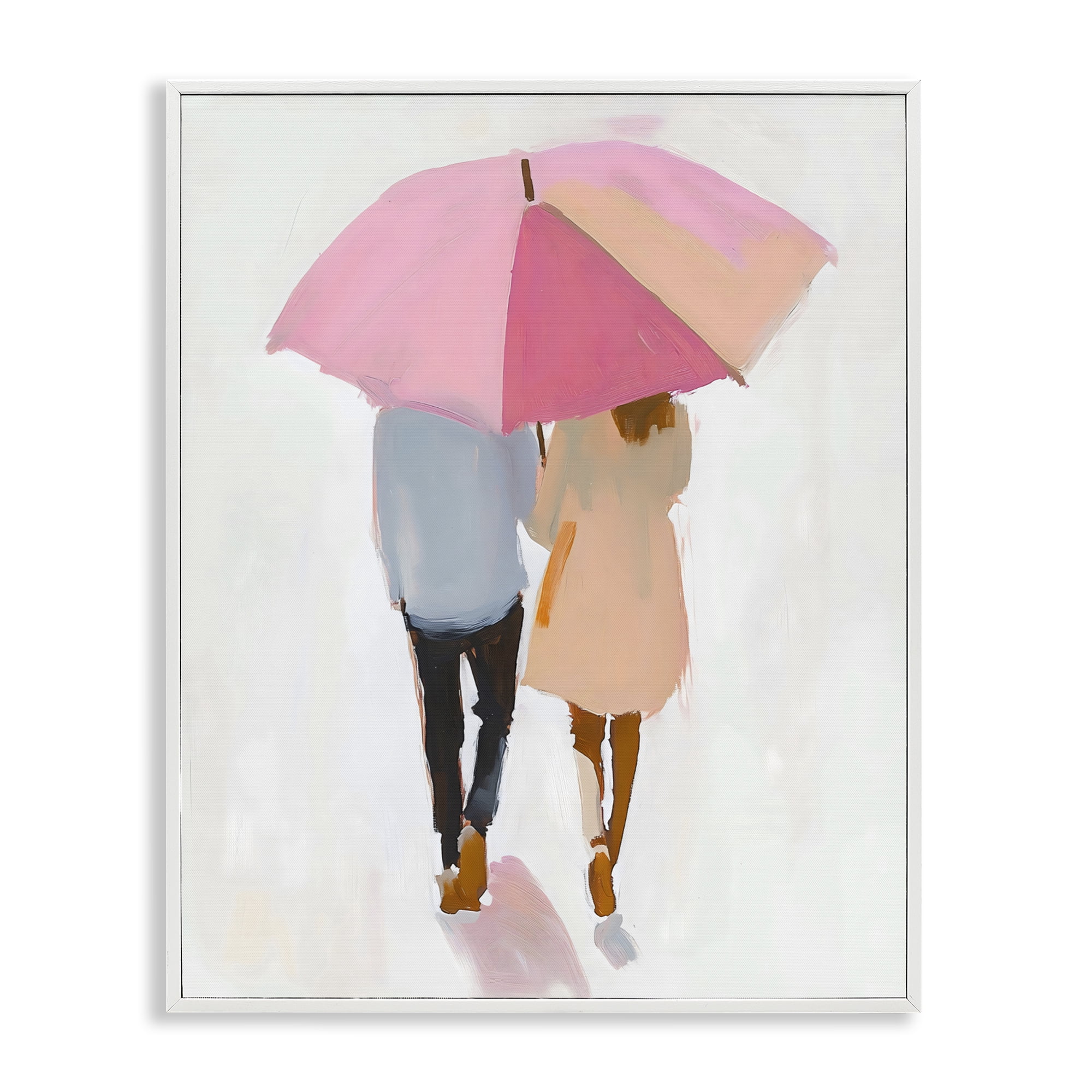 Stupell Industries Couple Stroll Under Umbrella White Framed Giclee Art, design by The Prints Vibe