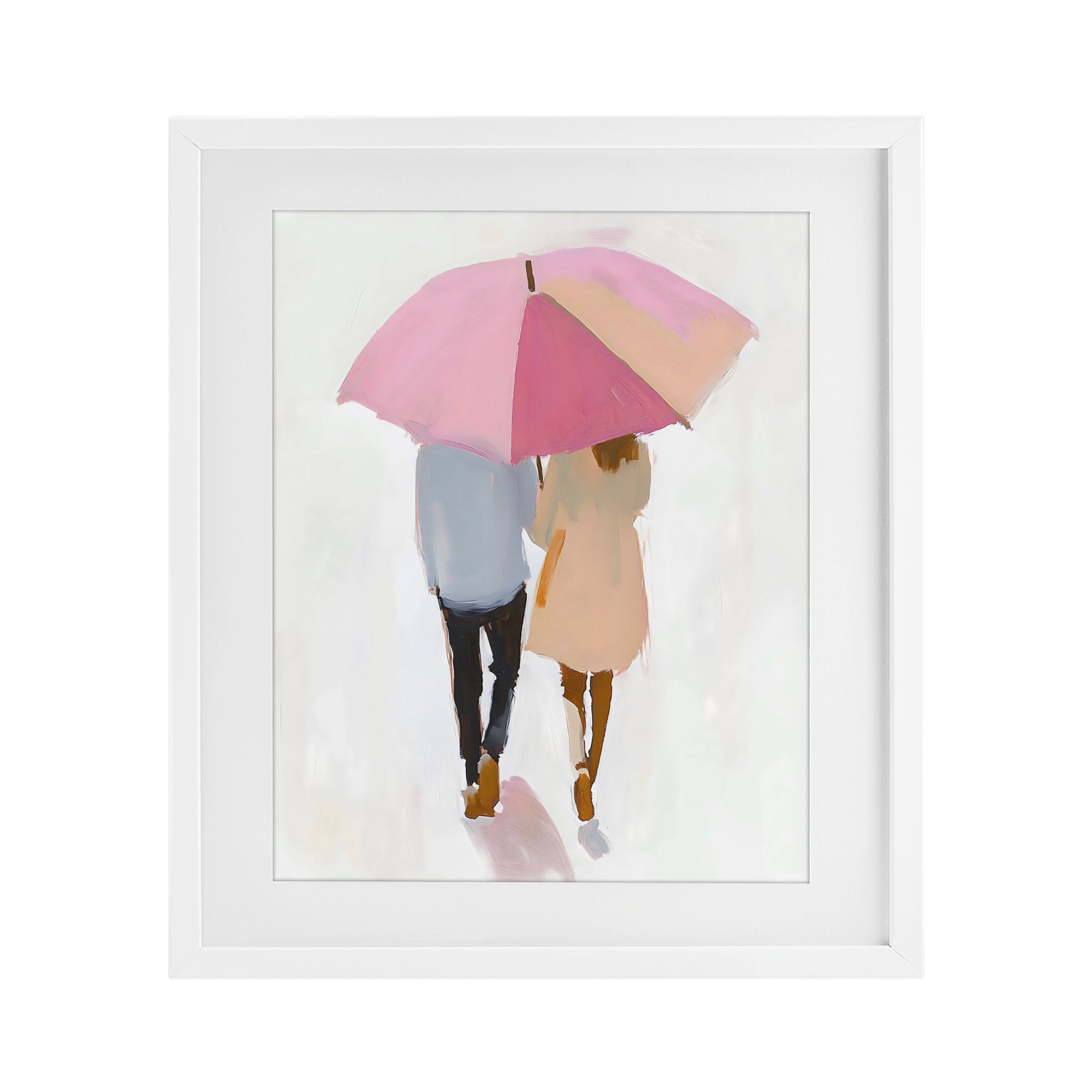 Stupell Industries Couple Stroll Under Umbrella White Framed Print Under Glass, design by The Prints Vibe