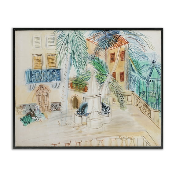 Stupell Industries Couple Sur Un Banc Dufy Classic Buildings & Architecture Painting Black Framed Art Print Wall Art, 14 x 11