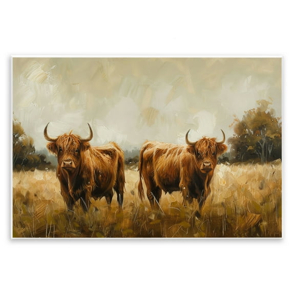 Stupell Industries Couple of Cows Animals & Insects Painting Unframed Art Print Wall Art, 15 x 10