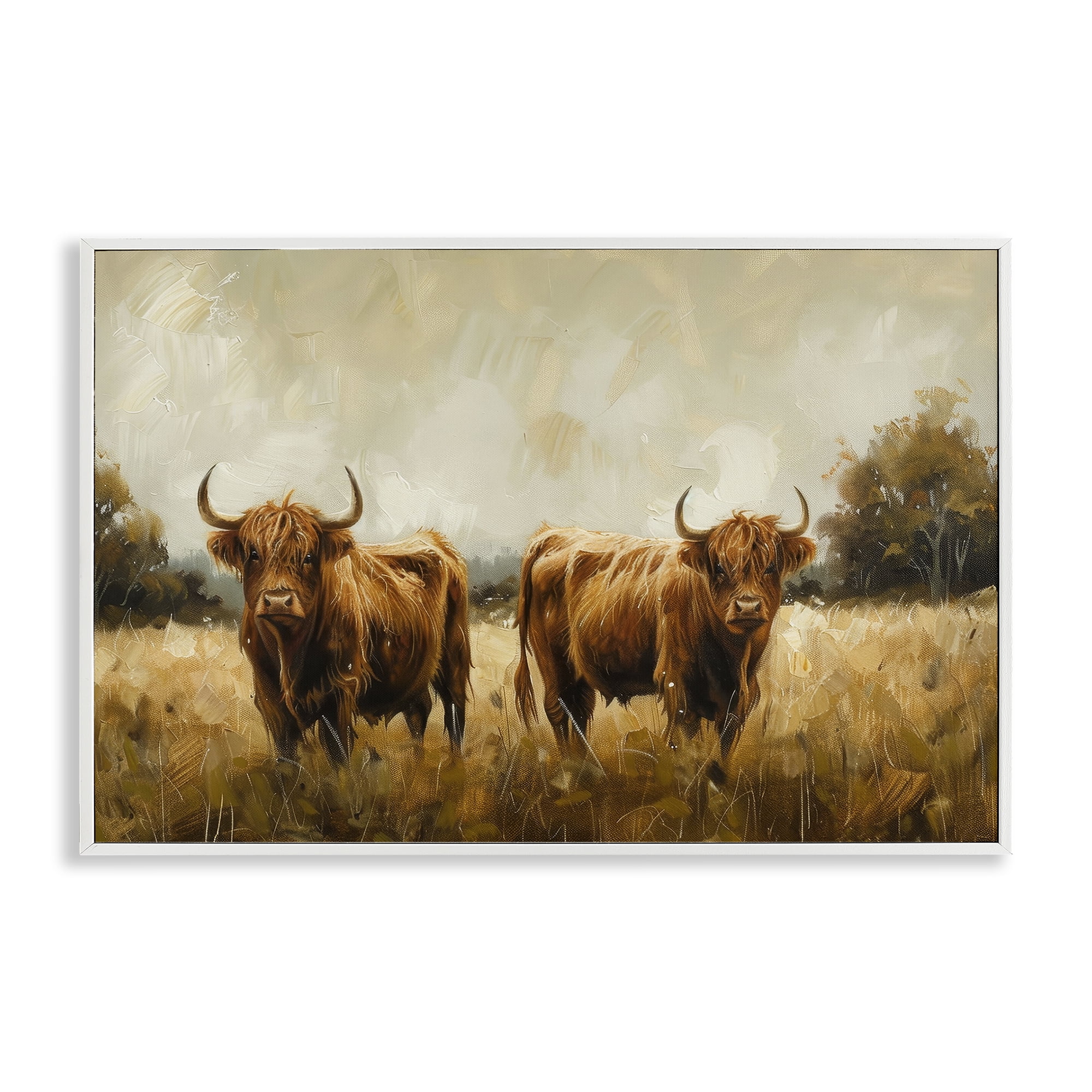 Stupell Industries Couple of Cows Animals & Insects Painting White Framed Art Print Wall Art, 30 x 20