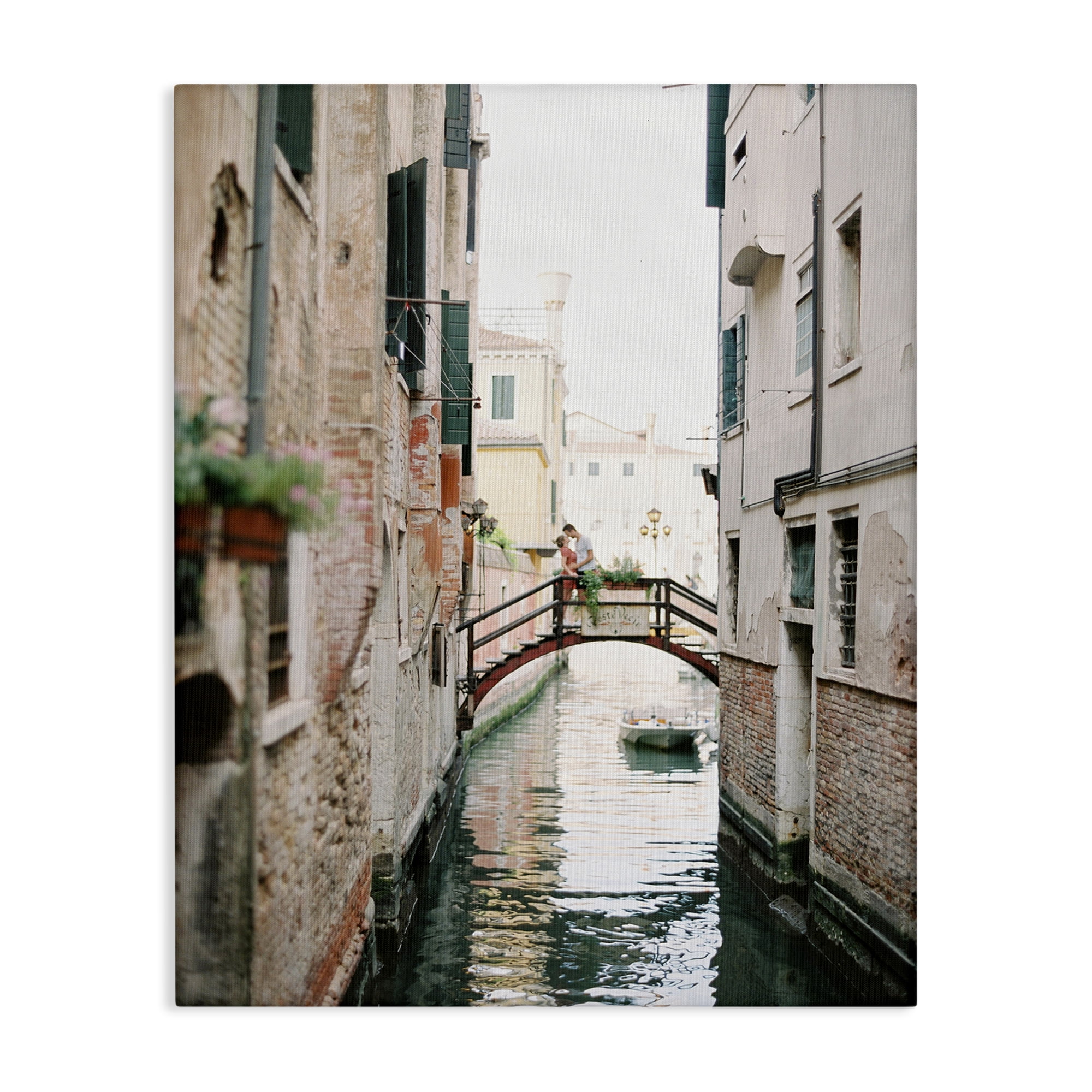 Stupell Industries Couple on Canal Bridge Town & City Photography Gallery Wrapped Canvas Art Print Wall Art, 36 x 48