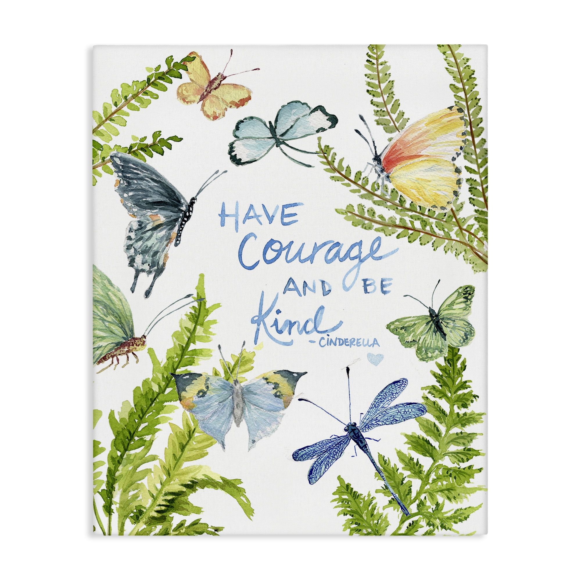 Stupell Industries Courage & Kindness Phrase Animals & Insects Painting Gallery Wrapped Canvas Art Print Wall Art, 24 x 30