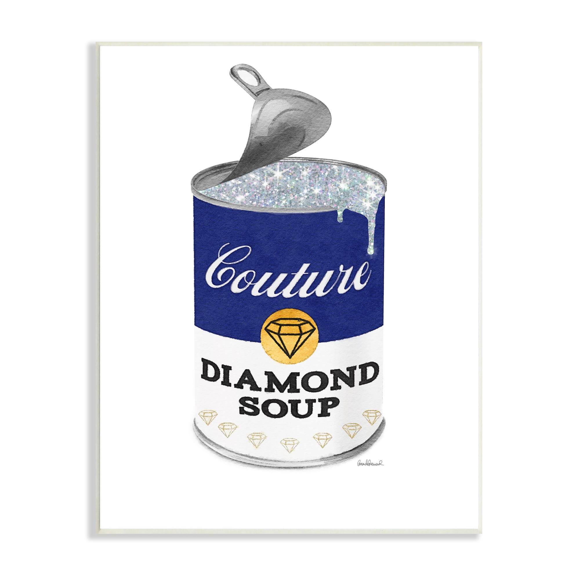 Stupell Industries Couture Blue Condensed Diamond Soup Can Sparkle Pattern, 10 x 15, Design by Amanda Greenwood