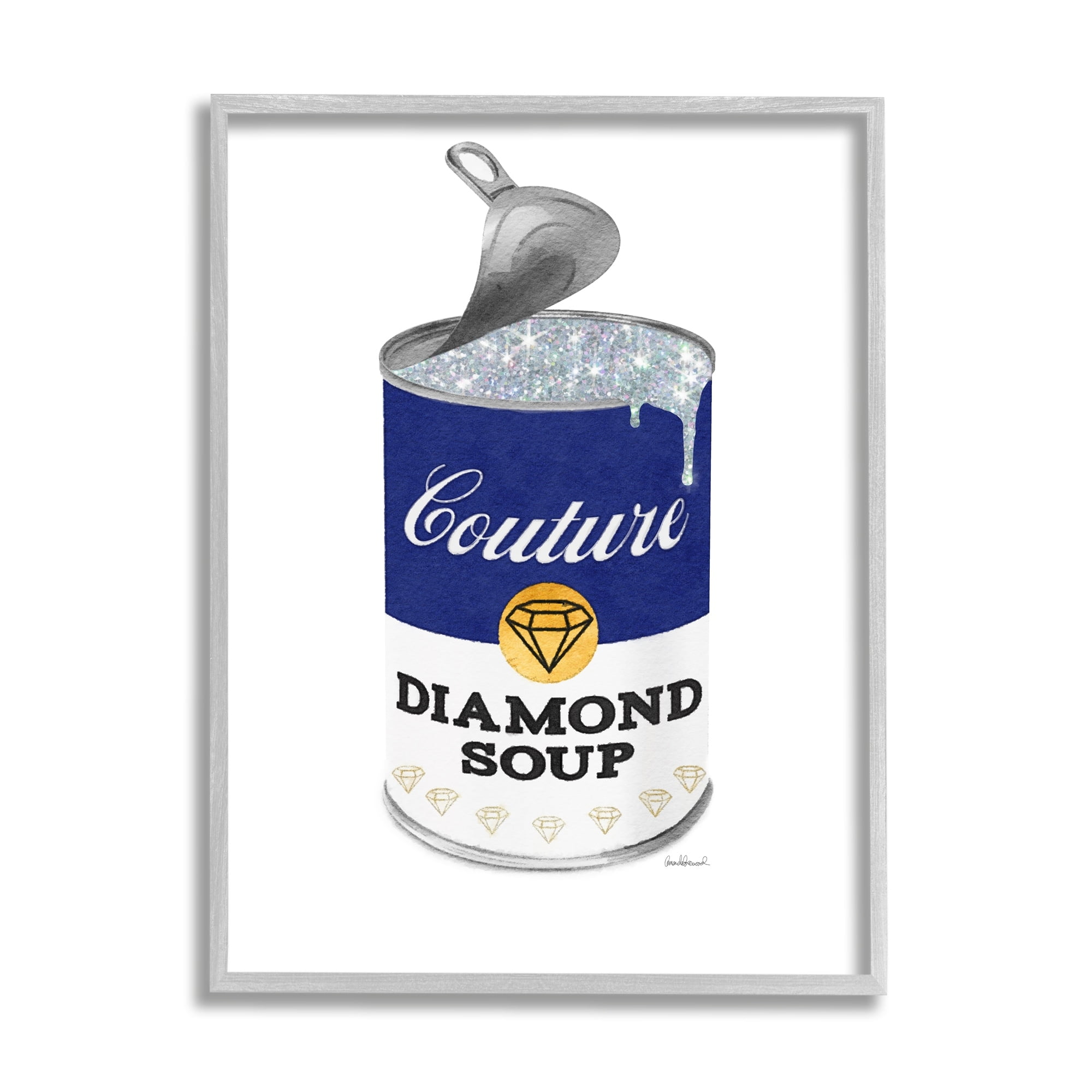 Stupell Industries Couture Blue Condensed Diamond Soup Can Sparkle Pattern, 11 x 14, Design by Amanda Greenwood