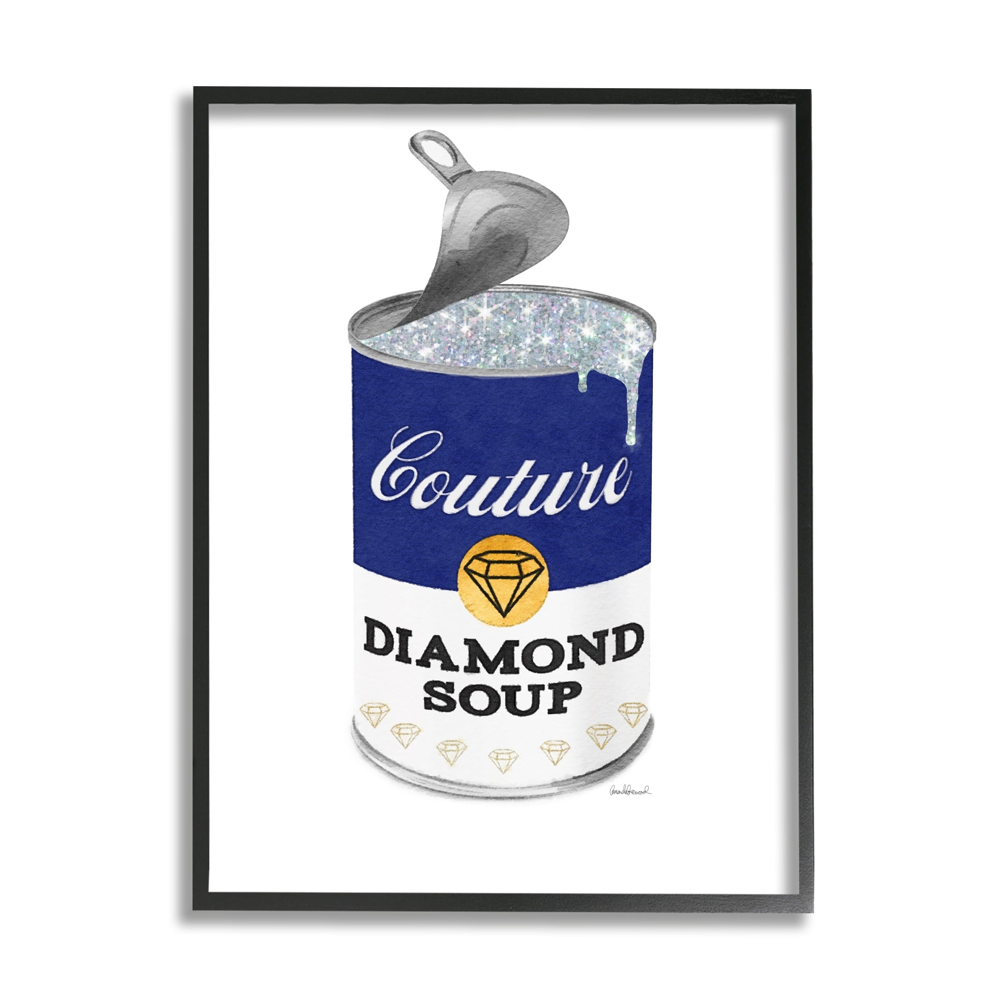 Stupell Industries Couture Blue Condensed Diamond Soup Can Sparkle Pattern, 11 x 14, Design by Amanda Greenwood