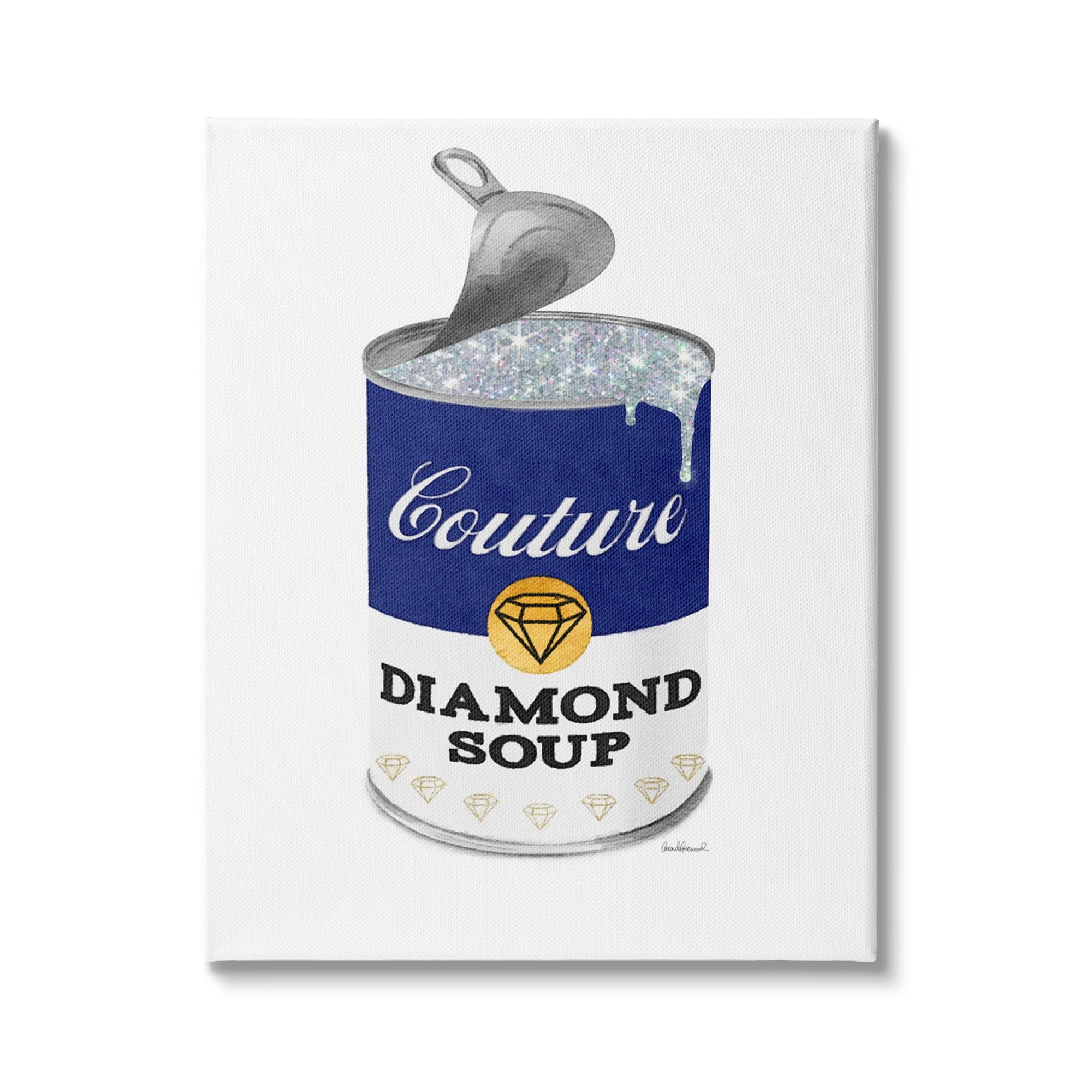 Stupell Industries Couture Blue Condensed Diamond Soup Can Sparkle Pattern, 24 x 30, Design by Amanda Greenwood