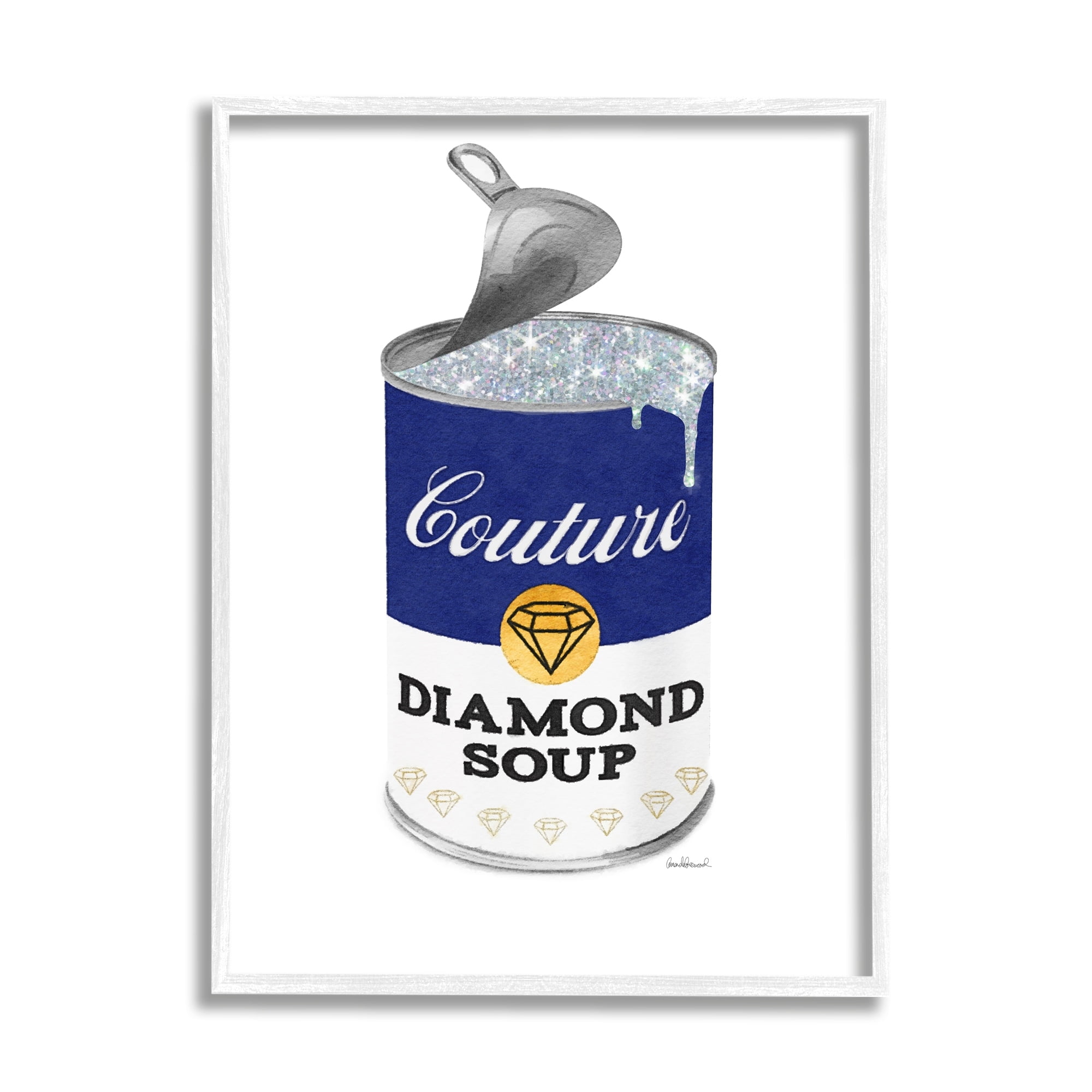Stupell Industries Couture Blue Condensed Diamond Soup Can Sparkle Pattern, 24 x 30, Design by Amanda Greenwood