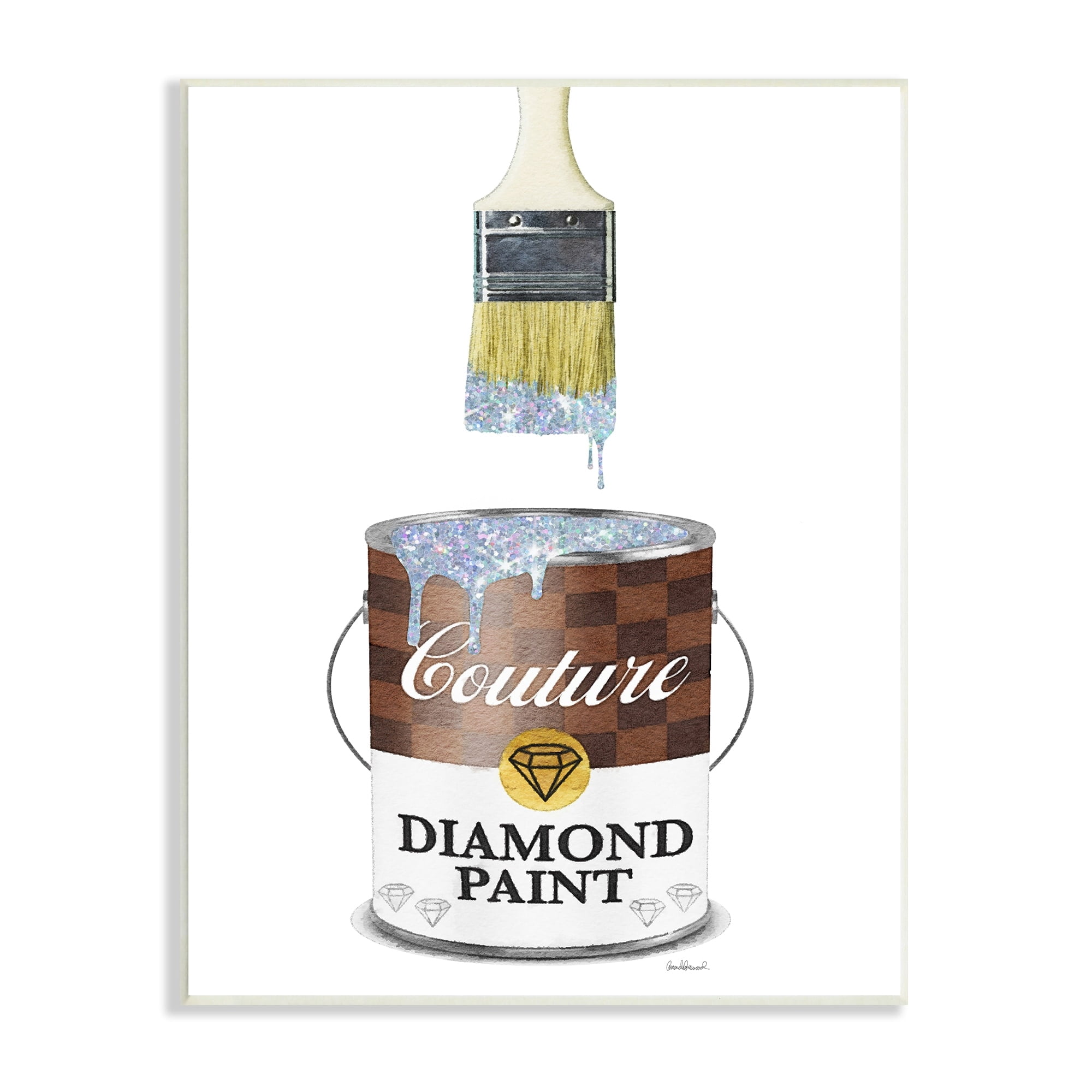 Stupell Industries Couture Diamond P. Brown Fashion Pattern Pop Brush, 10 x 15, Design by Amanda Greenwood