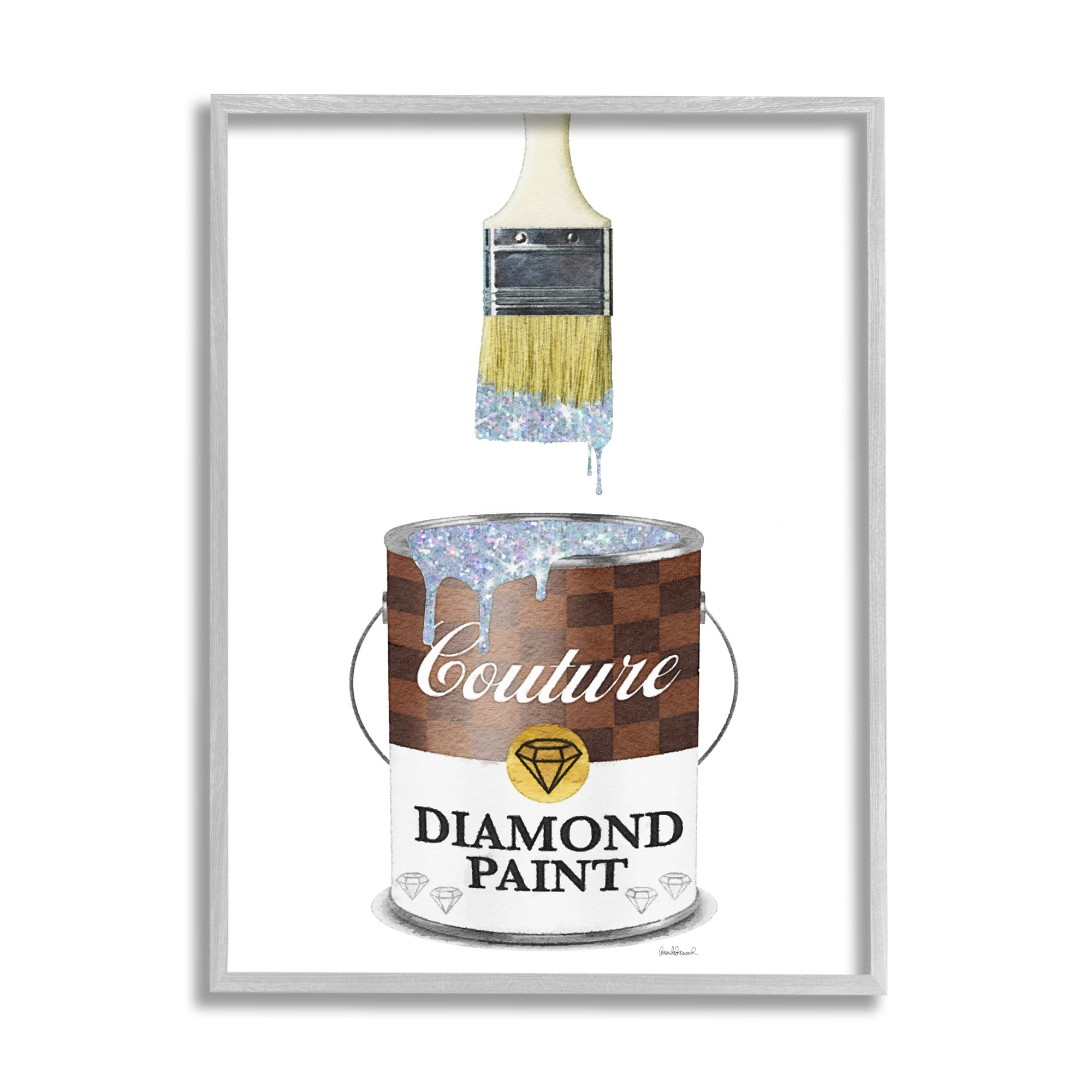 Stupell Industries Couture Diamond P. Brown Fashion Pattern Pop Brush, 16 x 20, Design by Amanda Greenwood