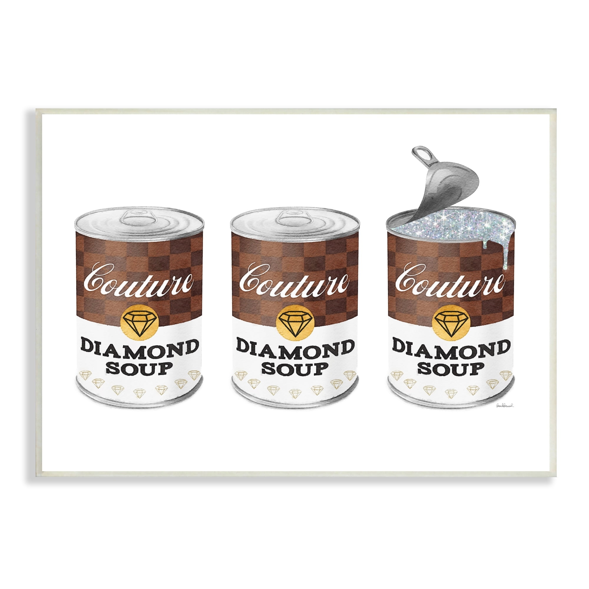 Stupell Industries Couture Diamond Paint Trio Condensed Soup Can, 19 x 13, Design by Amanda Greenwood
