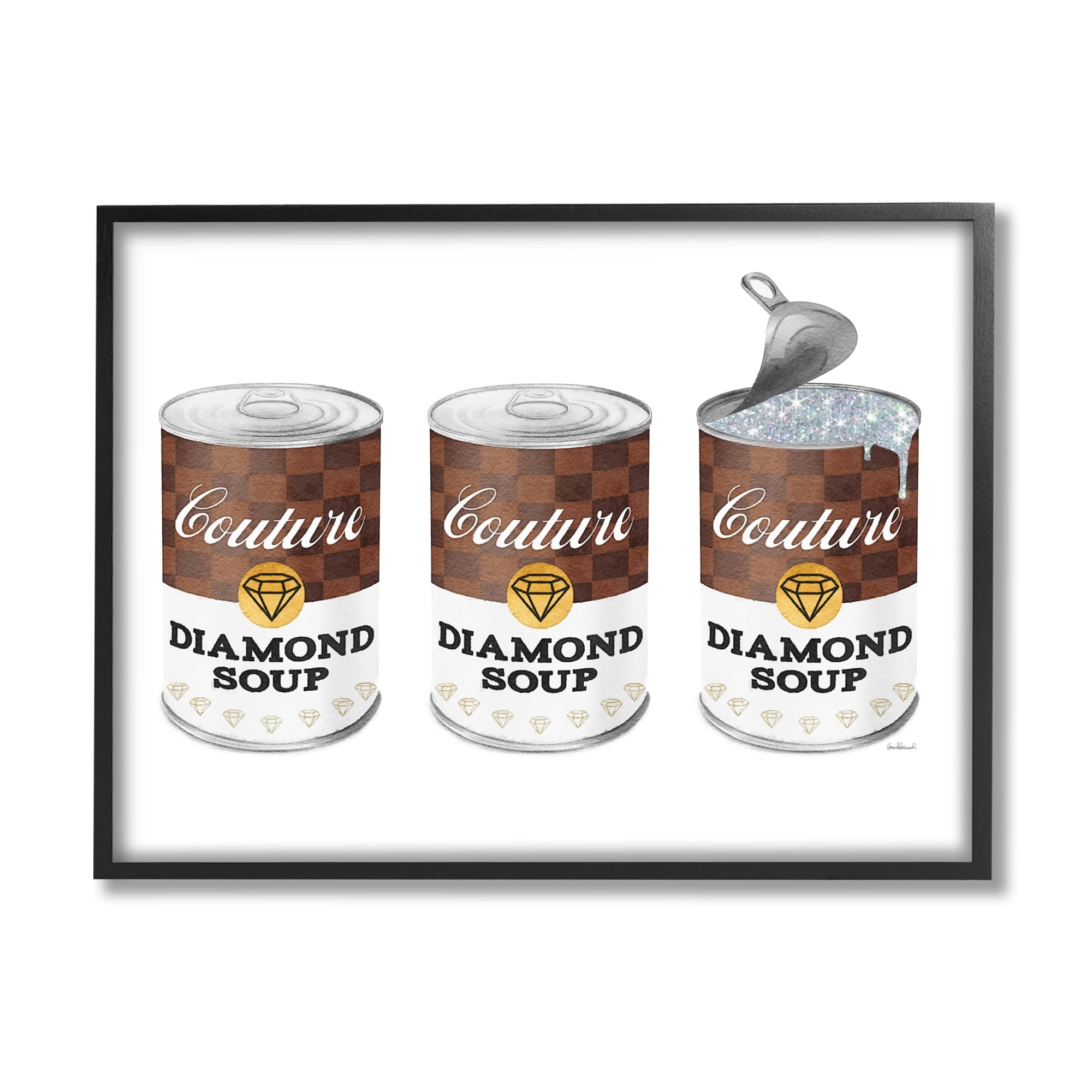 Stupell Industries Couture Diamond Paint Trio Condensed Soup Can, 20 x 16, Design by Amanda Greenwood
