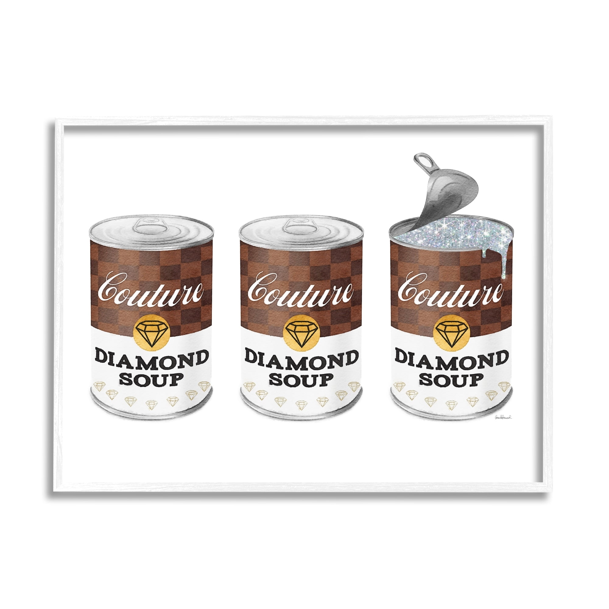 Stupell Industries Couture Diamond Paint Trio Condensed Soup Can, 20 x 16, Design by Amanda Greenwood