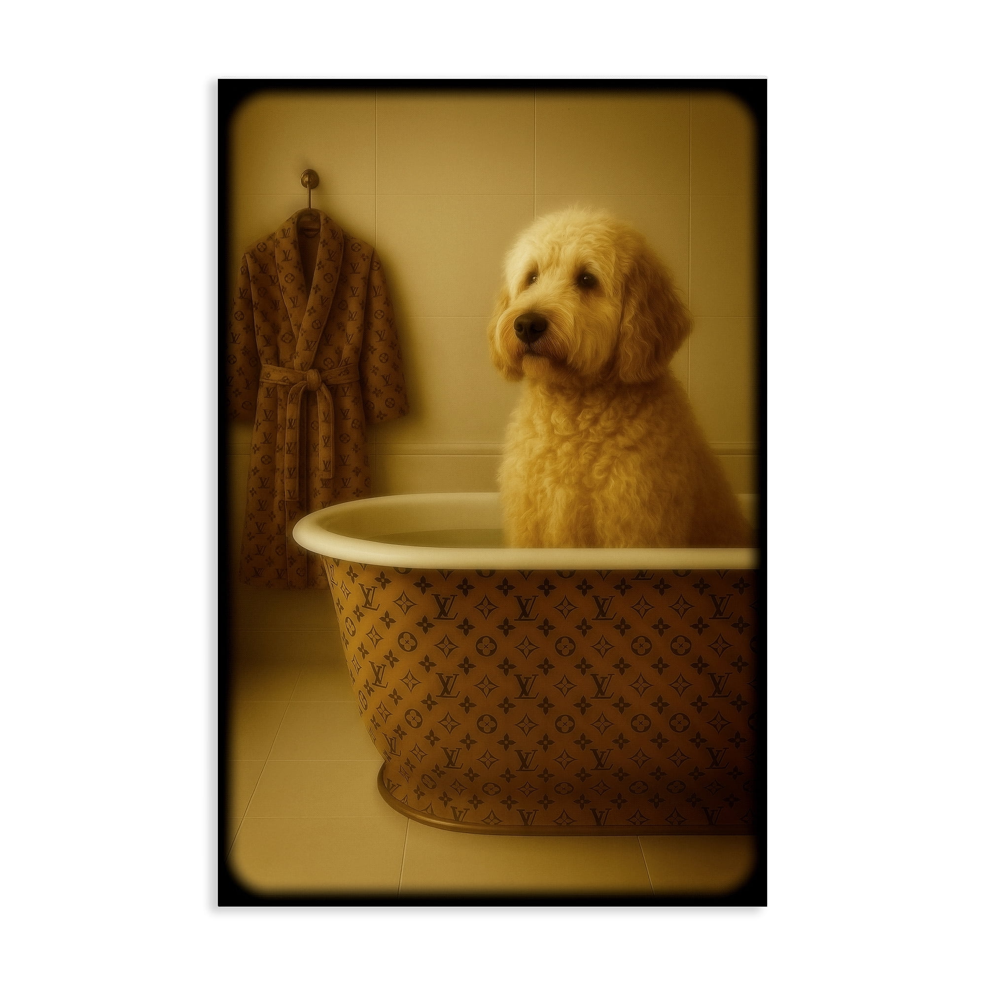 Stupell Industries Couture Dog in Luxury Tub Canvas Wall Art, design by Grotto Studios