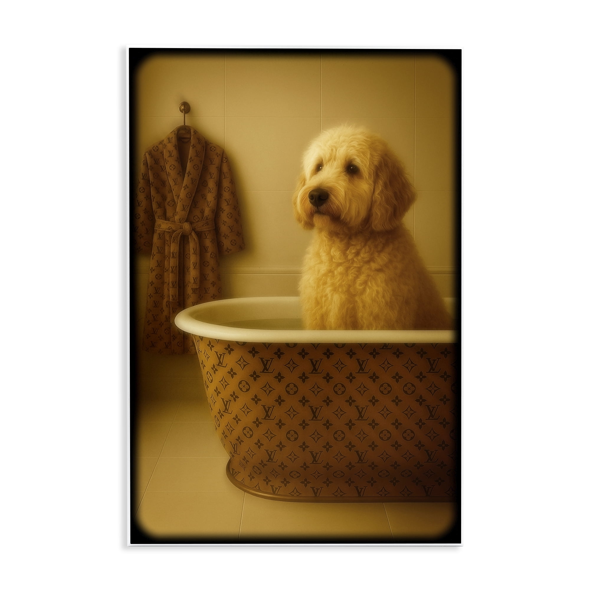 Stupell Industries Couture Dog in Luxury Tub Wall Plaque Art, design by Grotto Studios