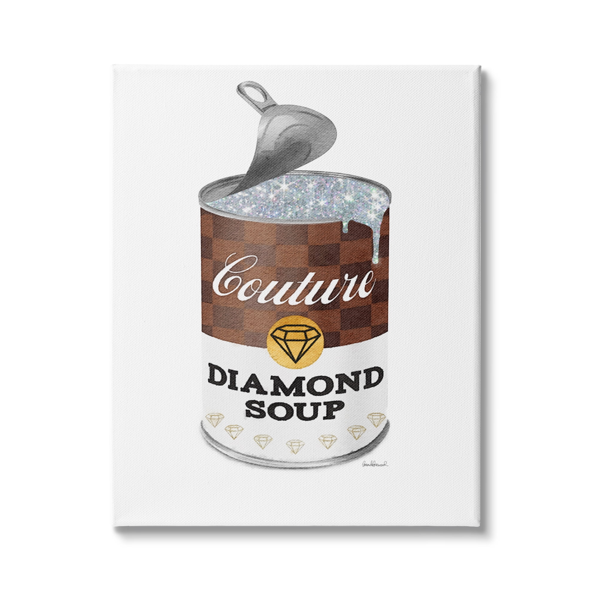Stupell Industries Couture Fashion Pop Condensed Soup Can Brown Glam, 30 x 40, Design by Amanda Greenwood