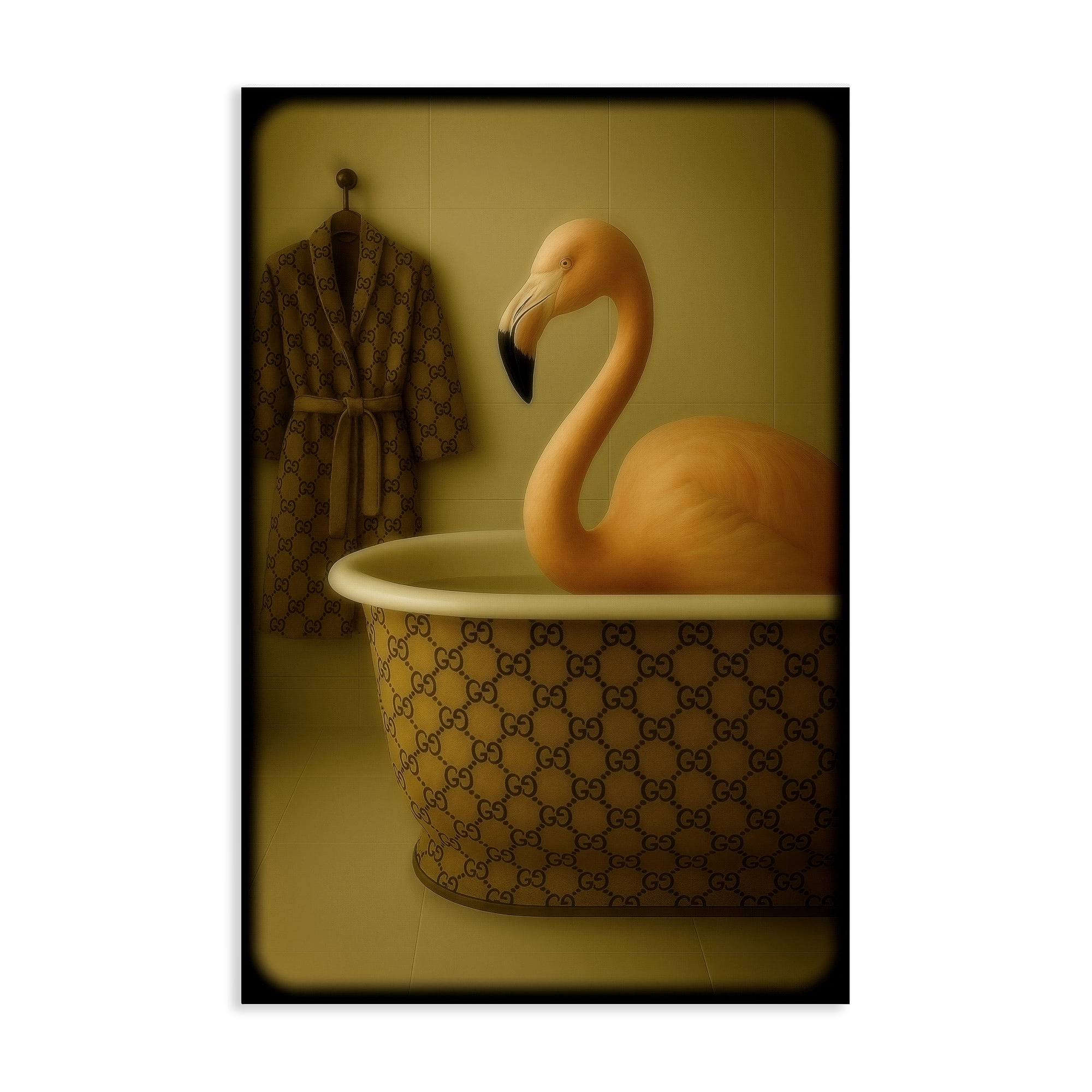Stupell Industries Couture Flamingo in Luxury Tub Canvas Wall Art, design by Grotto Studios