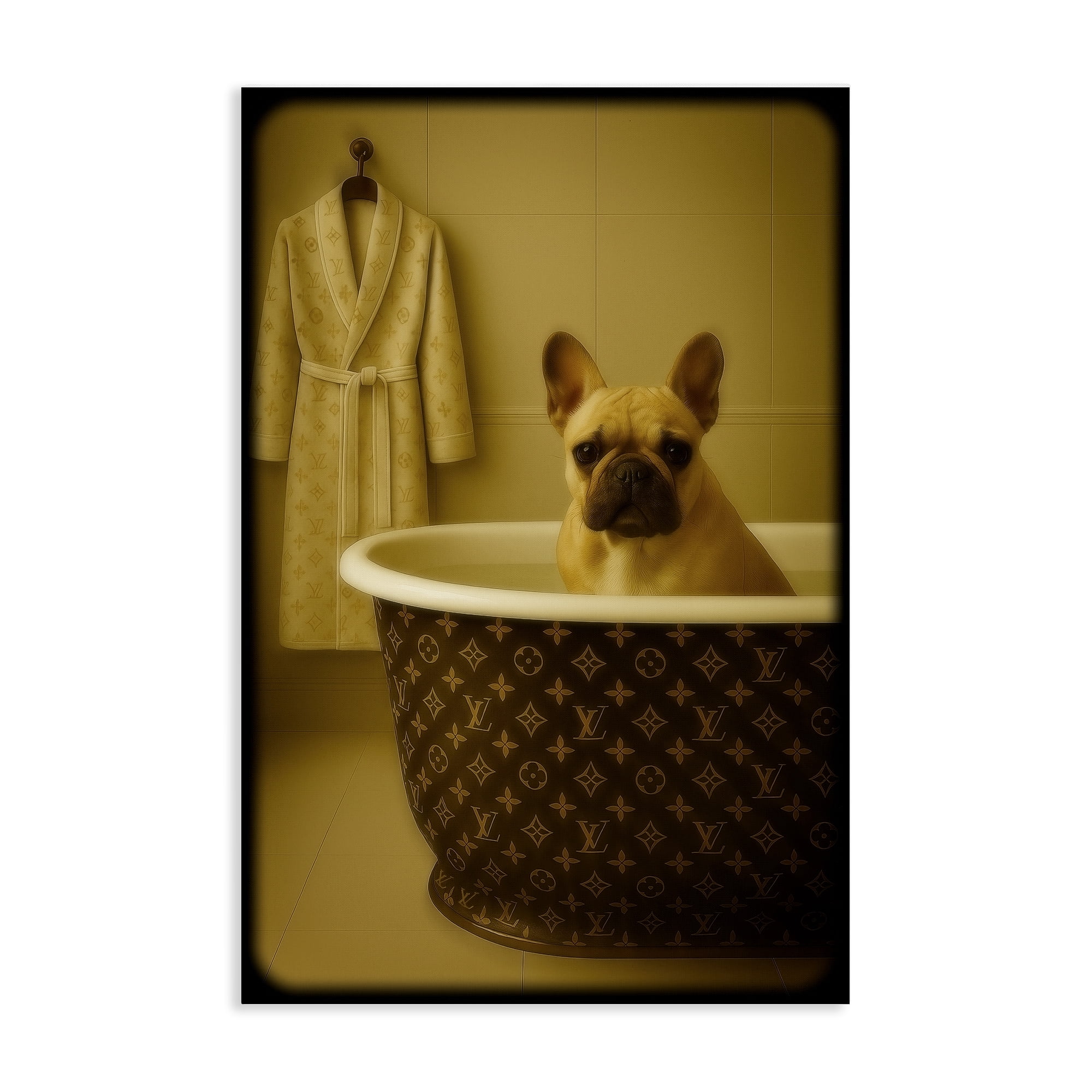 Stupell Industries Couture French Bulldog in Luxury Tub Canvas Wall Art, design by Grotto Studios