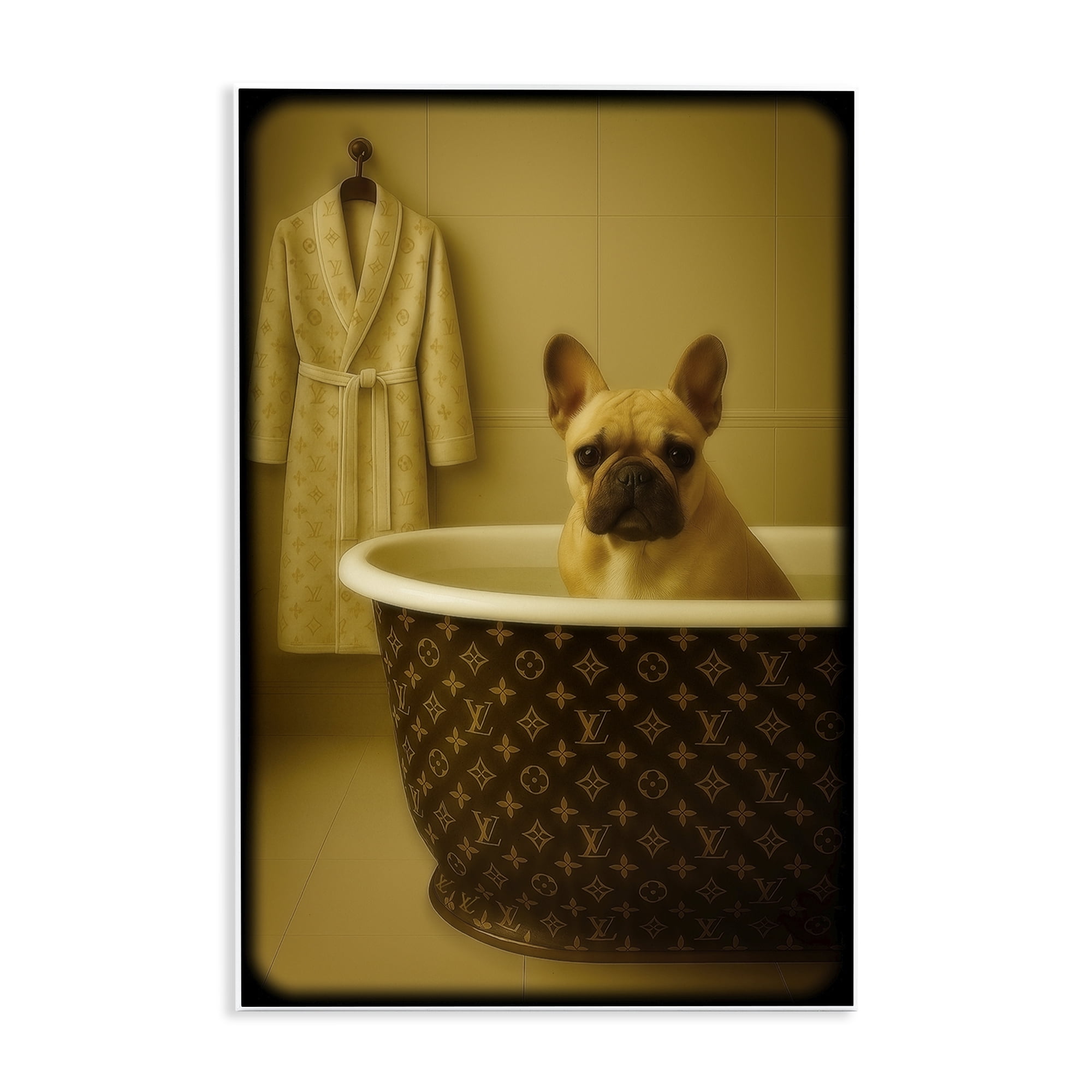 Stupell Industries Couture French Bulldog in Luxury Tub Wall Plaque Art, design by Grotto Studios
