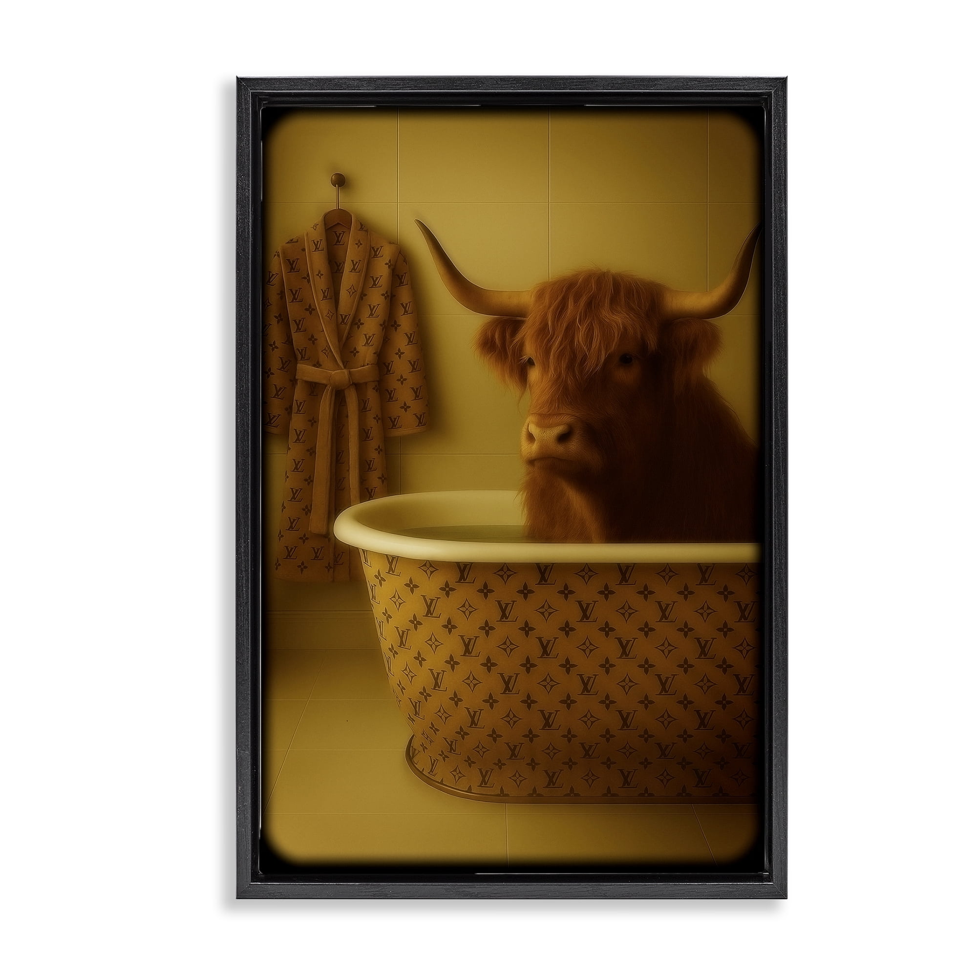 Stupell Industries Couture Highland in Luxury Tub Black Framed Floater Canvas Wall Art, design by Grotto Studios