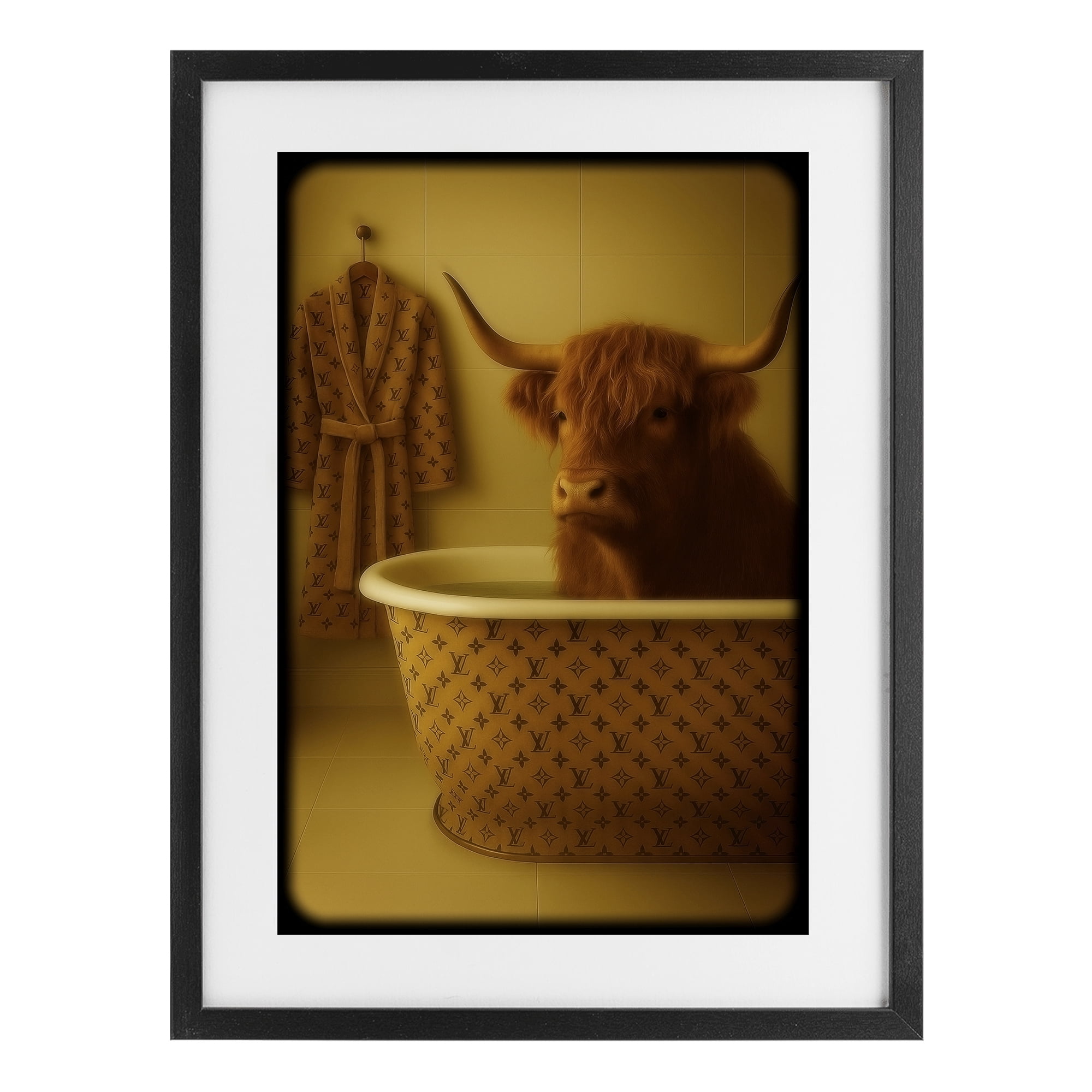 Stupell Industries Couture Highland in Luxury Tub Black Framed Print Under Glass, design by Grotto Studios
