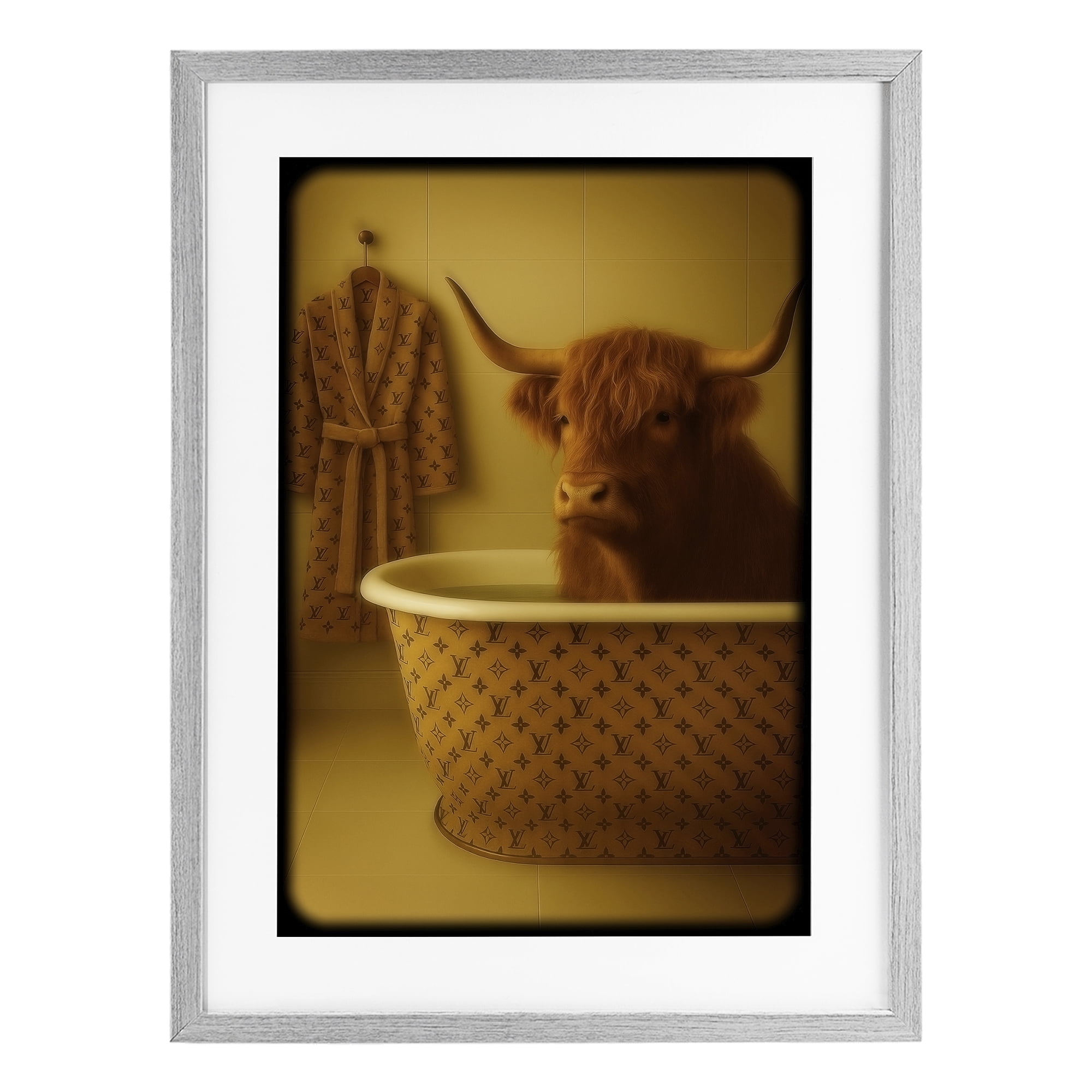 Stupell Industries Couture Highland in Luxury Tub Gray Framed Print Under Glass, design by Grotto Studios
