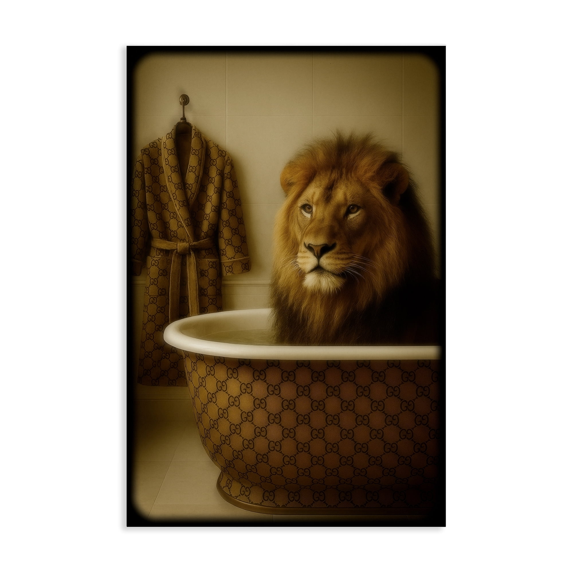 Stupell Industries Couture Lion in Luxury Tub Canvas Wall Art, design by Grotto Studios