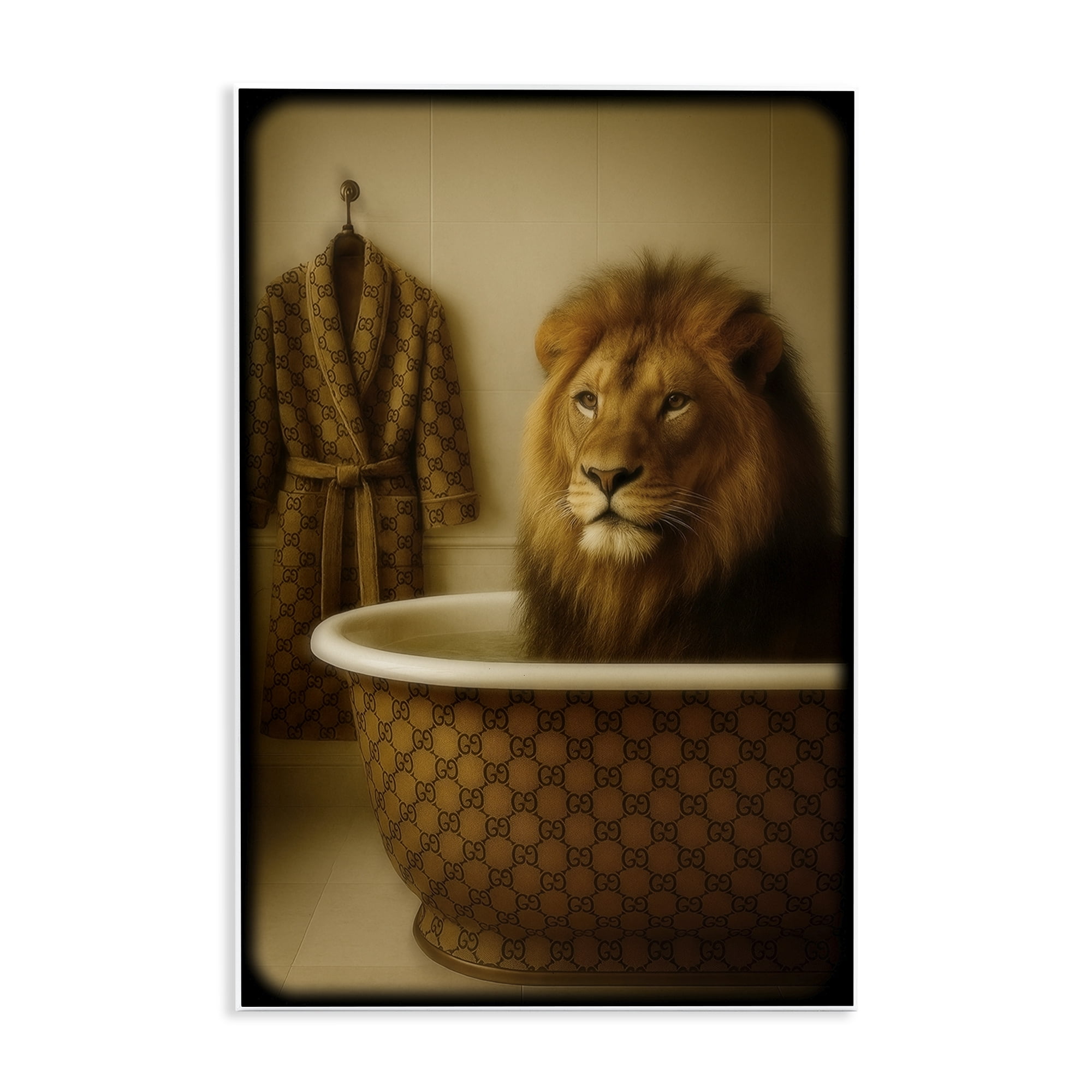 Stupell Industries Couture Lion in Luxury Tub Wall Plaque Art, design by Grotto Studios