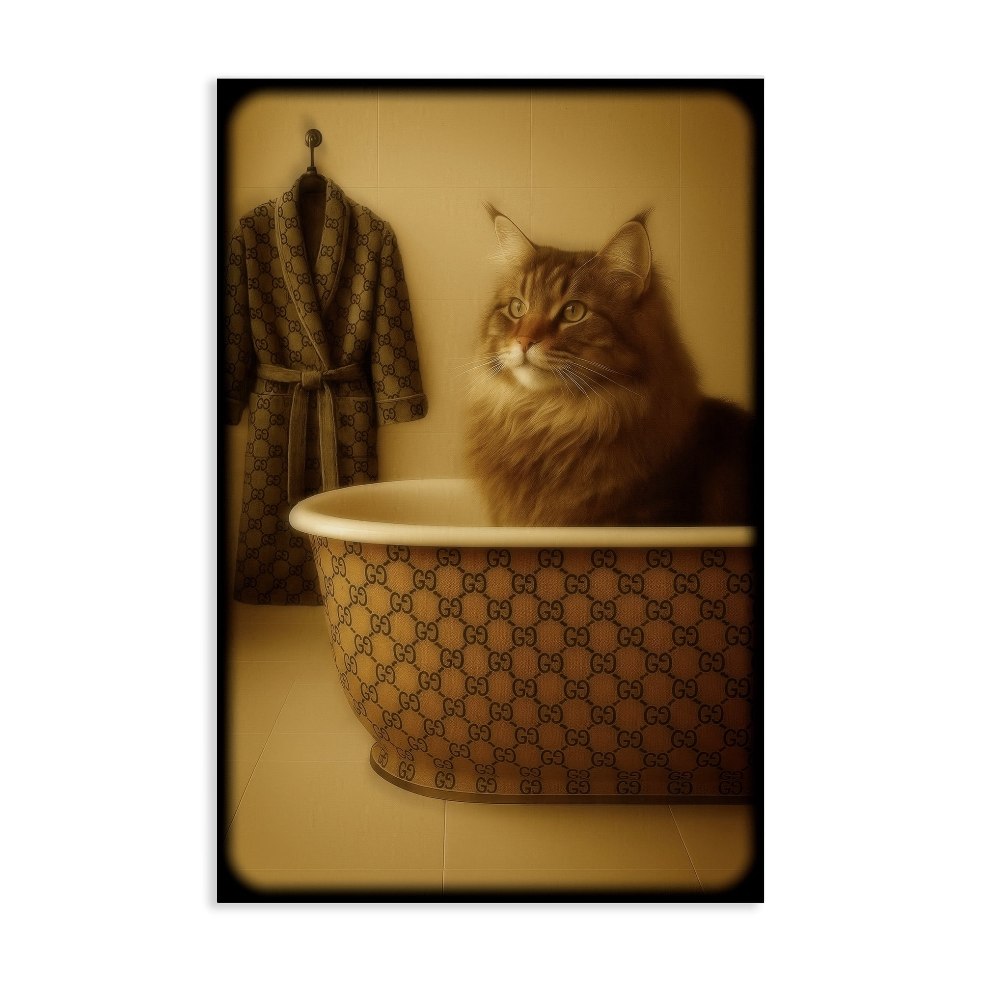 Stupell Industries Couture Main Coon in Luxury Tub Canvas Wall Art, design by Grotto Studios