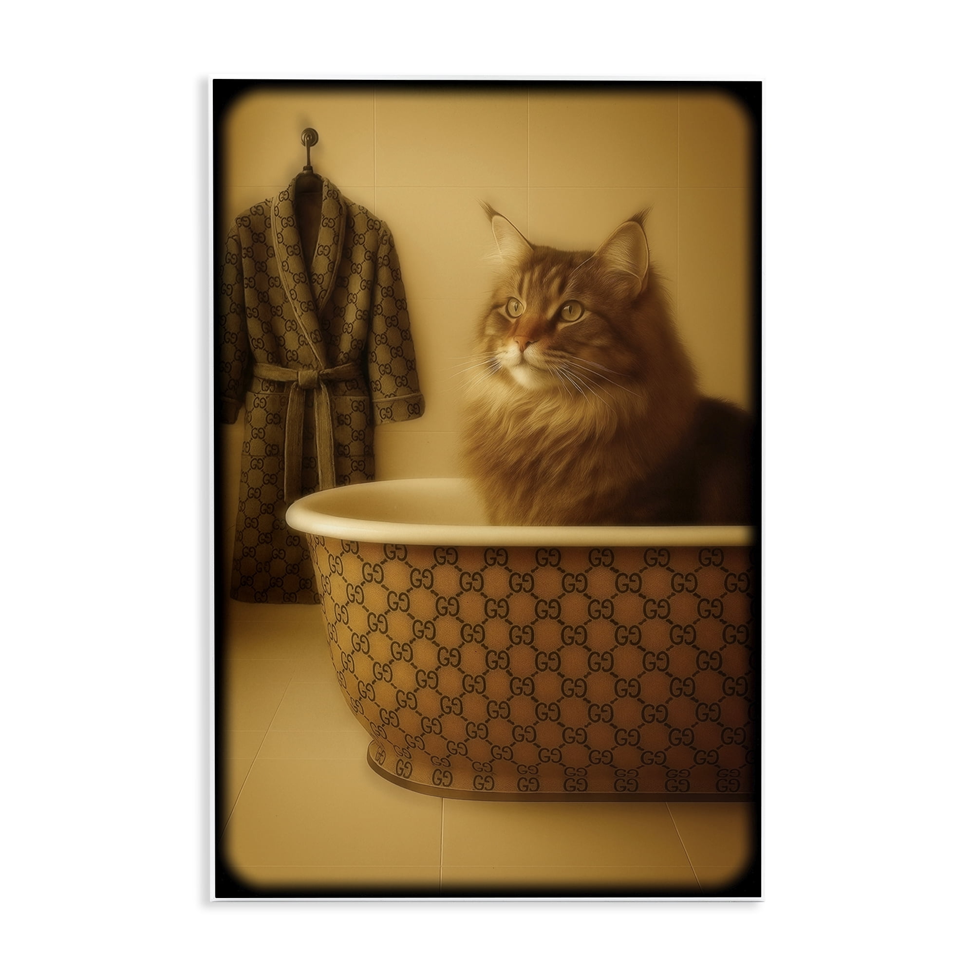 Stupell Industries Couture Main Coon in Luxury Tub Wall Plaque Art, design by Grotto Studios