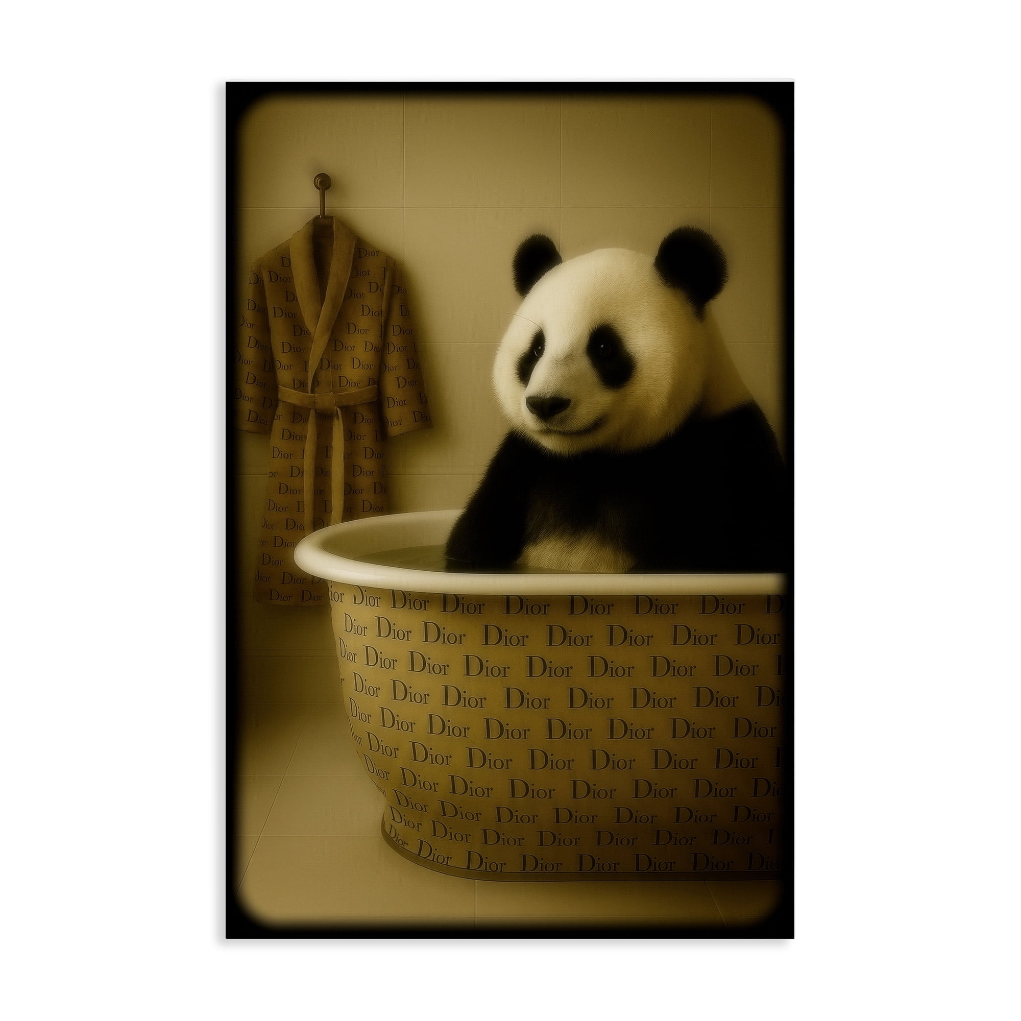 Stupell Industries Couture Panda in Luxury Tub Canvas Wall Art, design by Grotto Studios