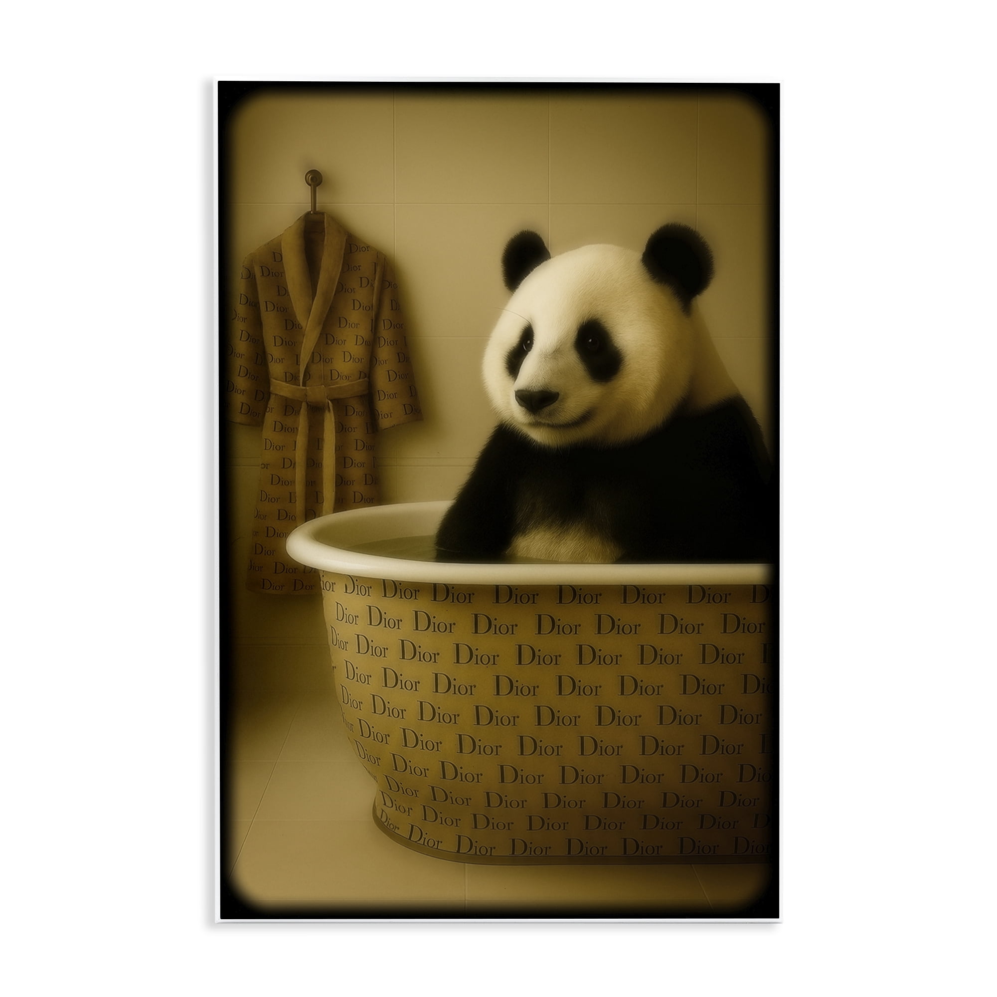 Stupell Industries Couture Panda in Luxury Tub Wall Plaque Art, design by Grotto Studios