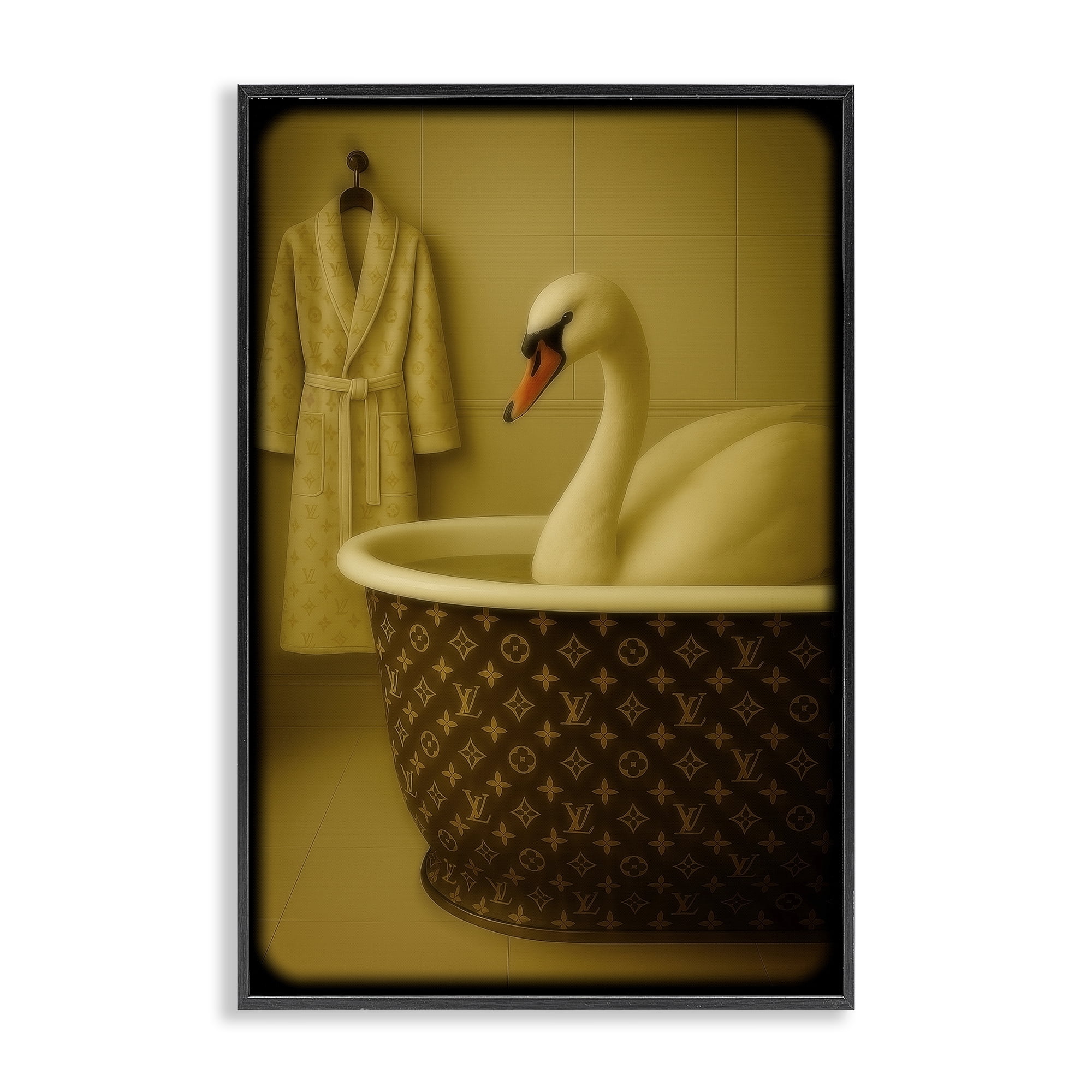 Stupell Industries Couture Swan in Luxury Tub Black Framed Giclee Art, design by Grotto Studios