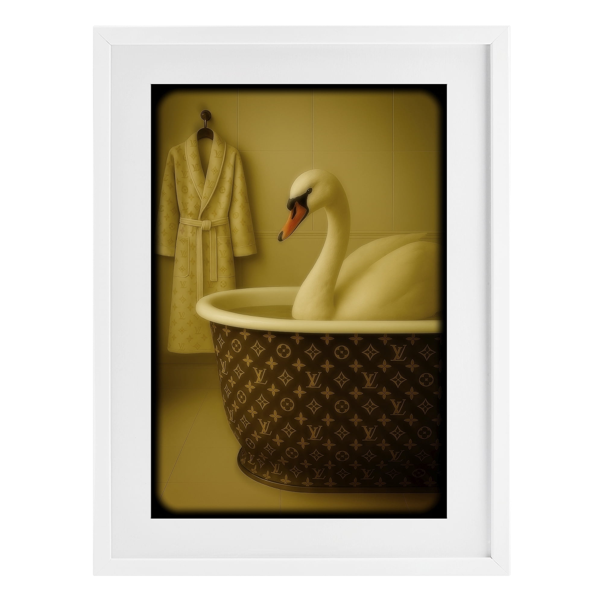 Stupell Industries Couture Swan in Luxury Tub White Framed Print Under Glass, design by Grotto Studios