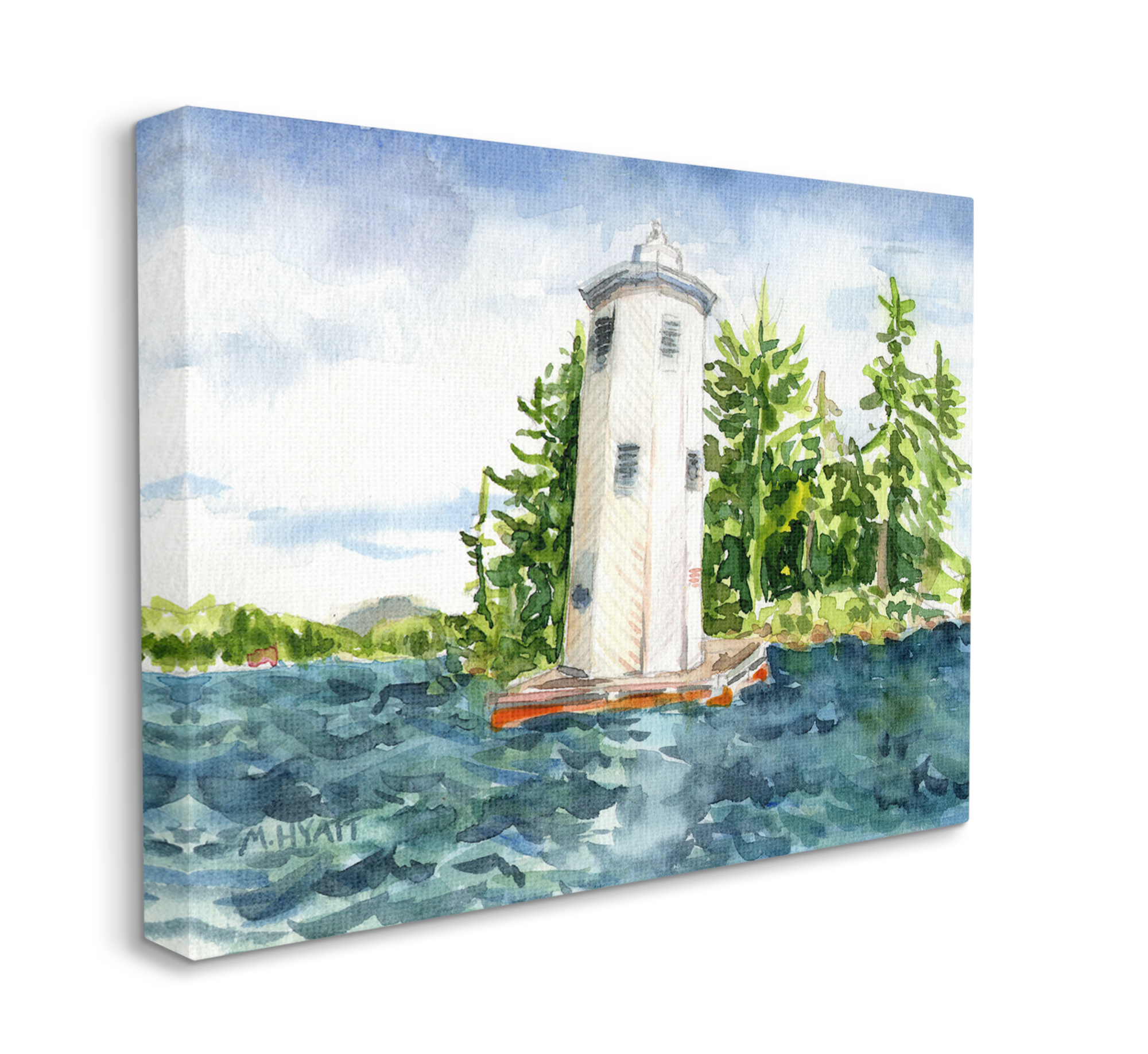 Stupell Industries Cove Side Lighthouse Rustic Lake Landscape Canvas Wall Art, 16 x 20, Design by Melissa Hyatt LLC
