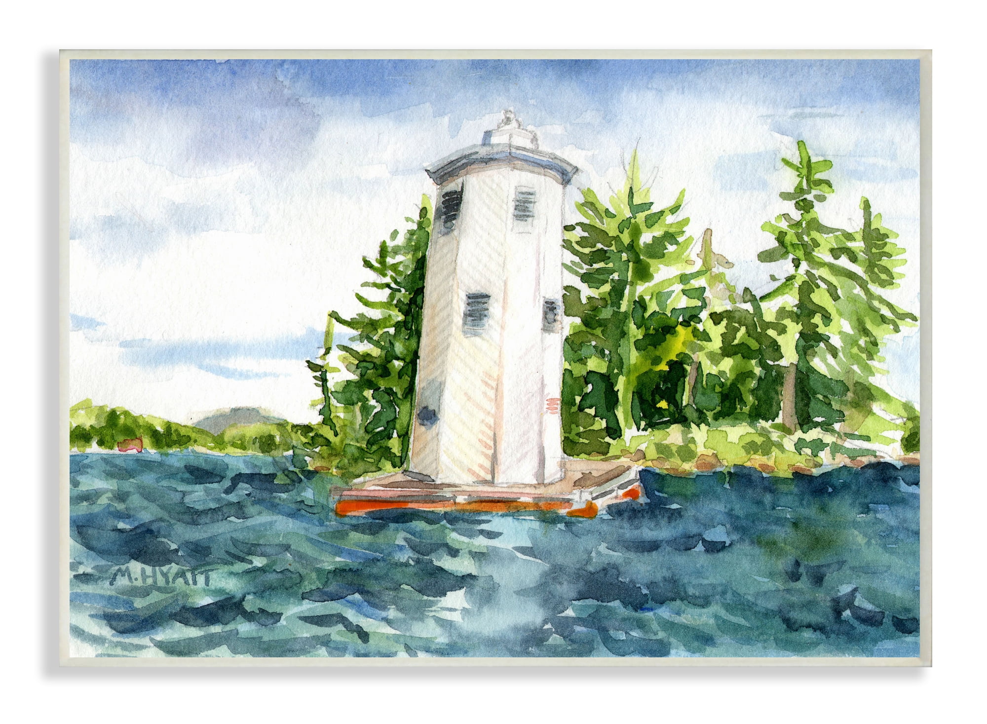 Stupell Industries Cove Side Lighthouse Rustic Lake Landscape Wall Plaque, 10 x 15, Design by Melissa Hyatt LLC