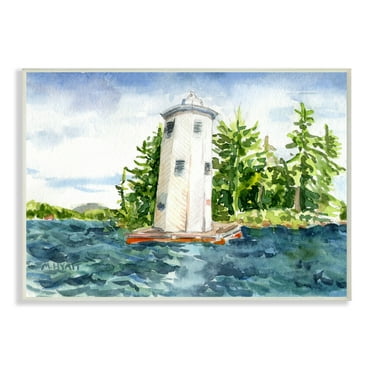 Stupell Industries Cove Side Lighthouse Rustic Lake Landscape Wall Plaque, 13 x 19, Design by Melissa Hyatt LLC