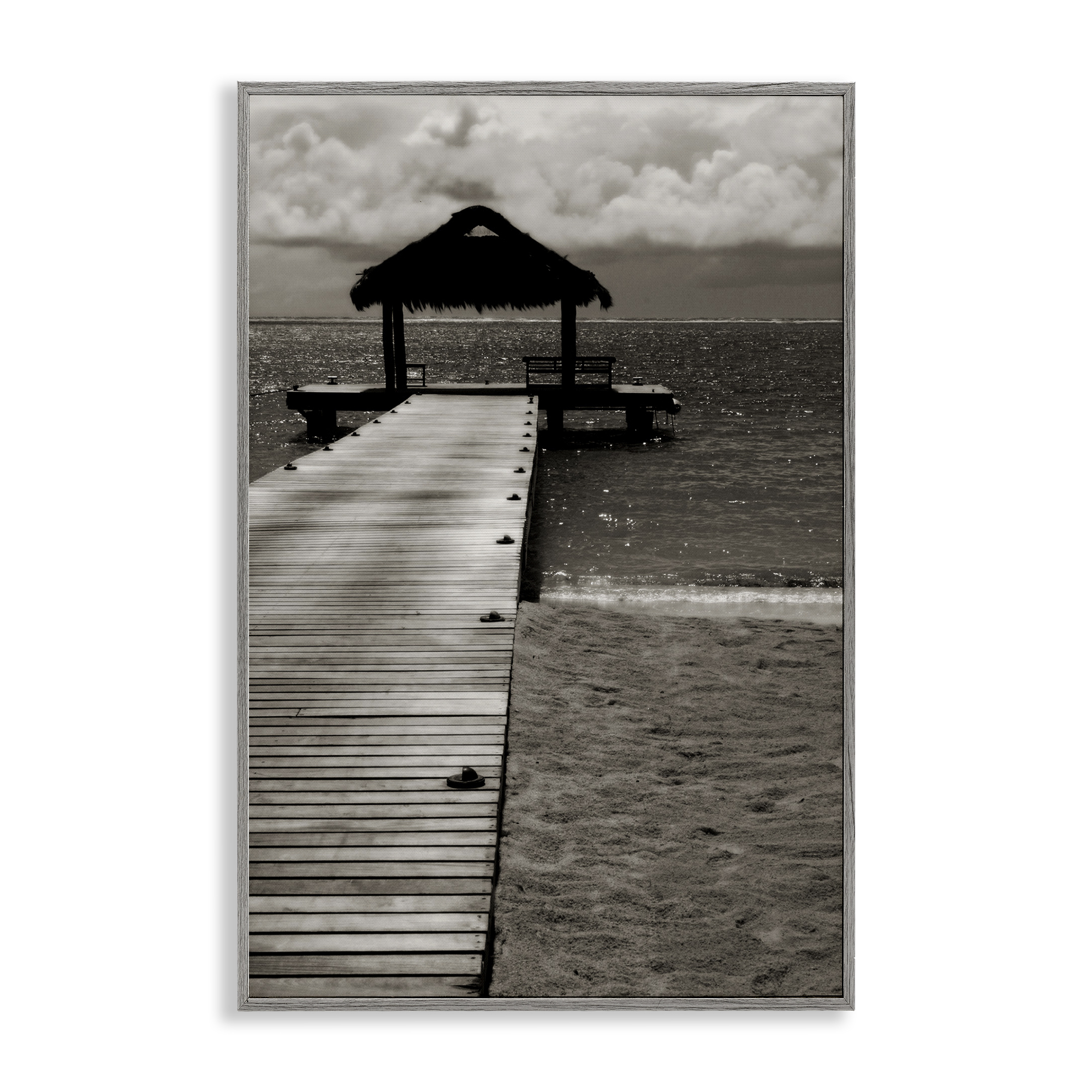 Stupell Industries Covered Jetty Dock Landscape Photography Gray Framed Art Print Wall Art, 20 x 30