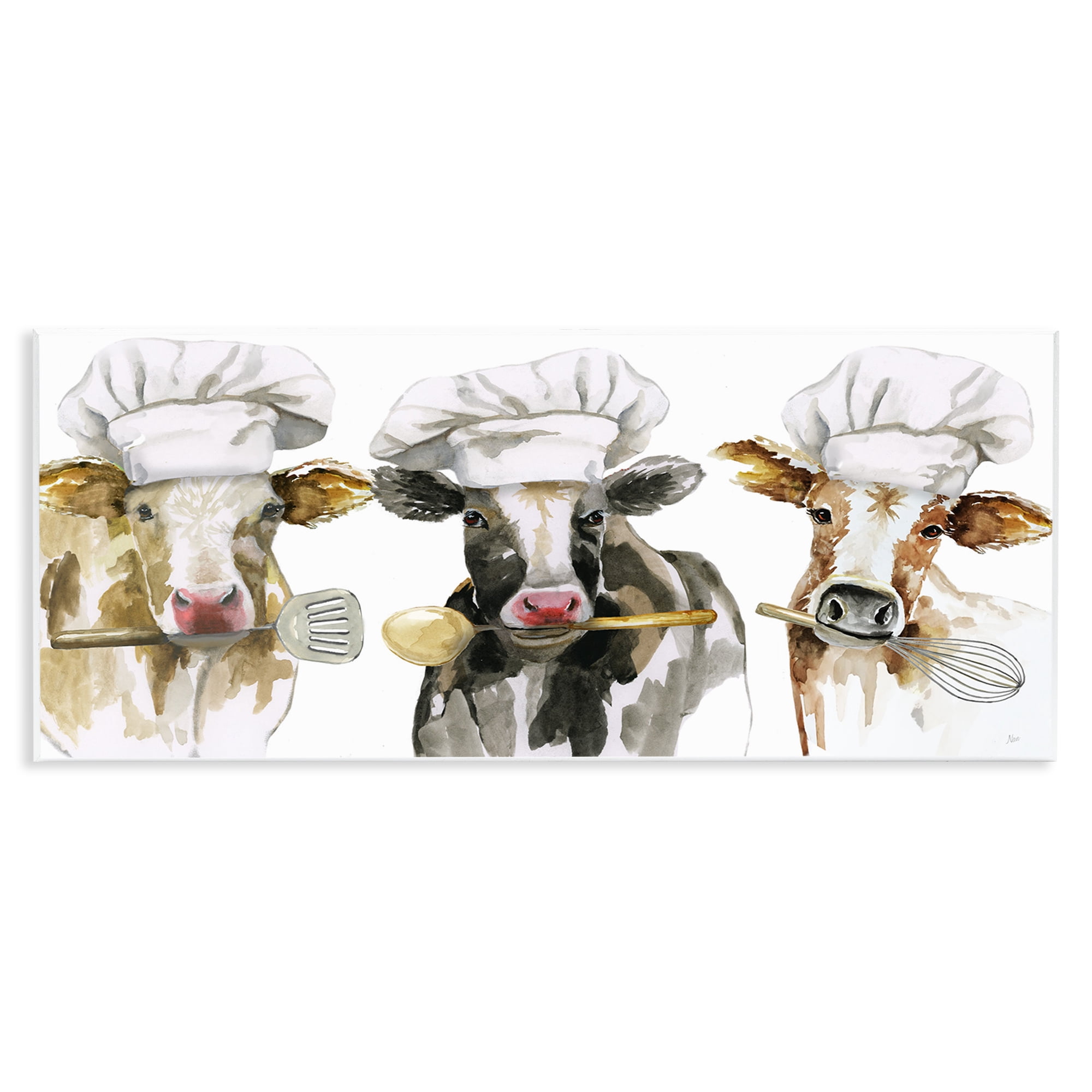 Stupell Industries Cow Chefs with Utensils Wall Plaque Art, design by Nan