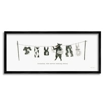 Stupell Industries Cow Doing Laundry Animals & Insects Painting Black Framed Art Print Wall Art, 24 x 10