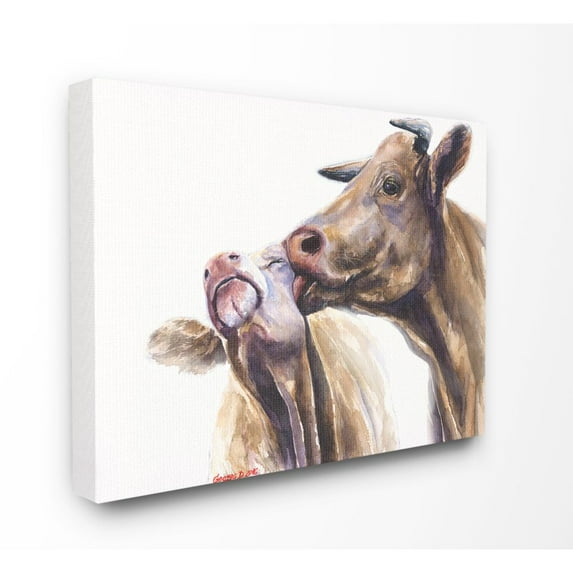 Stupell Industries Cow Family Animal Watercolor Painting Canvas Wall Art by George Dyachenko