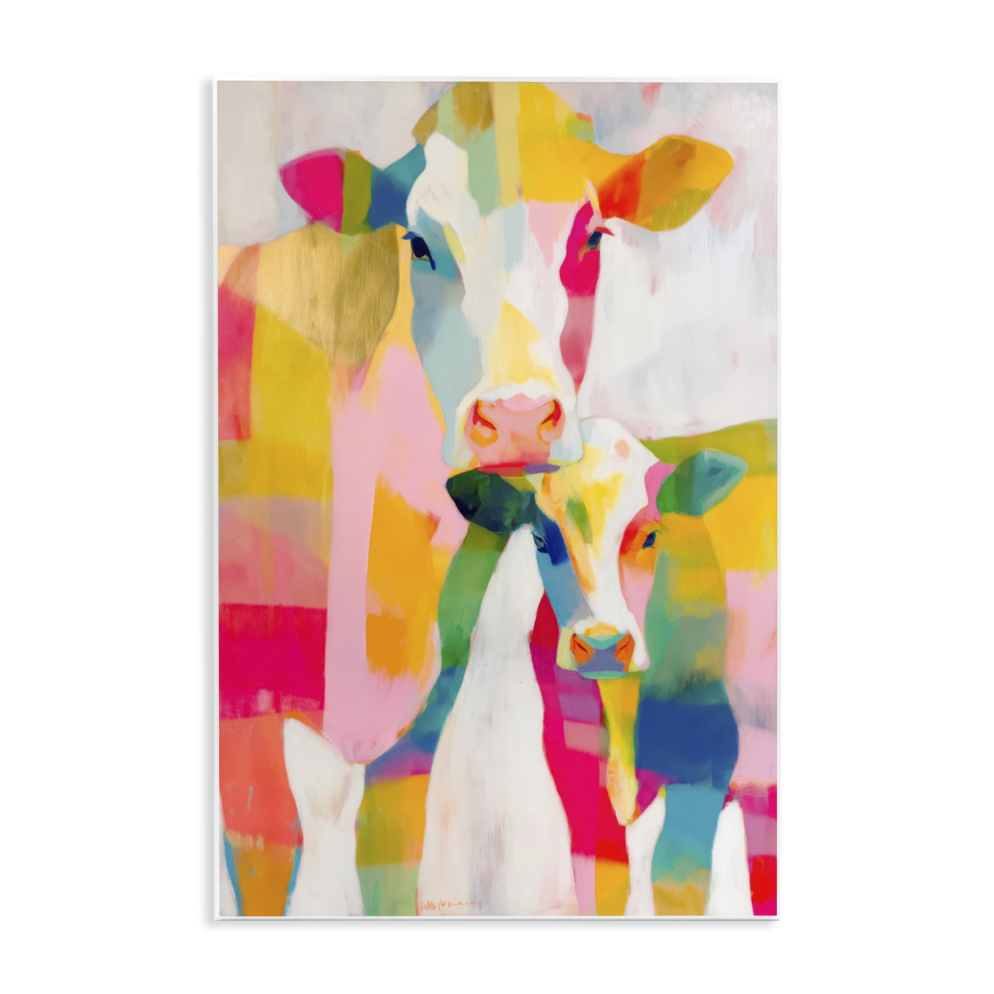 Stupell Industries Cow Family in Cubist Abstract Wall Plaque Art, design by Chromatic Storm Studio